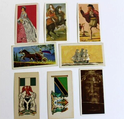 Lot of 8 Vtg 1967-1987 Brooke Bond Tea and Tea Bag Trading Cards tobacco cards