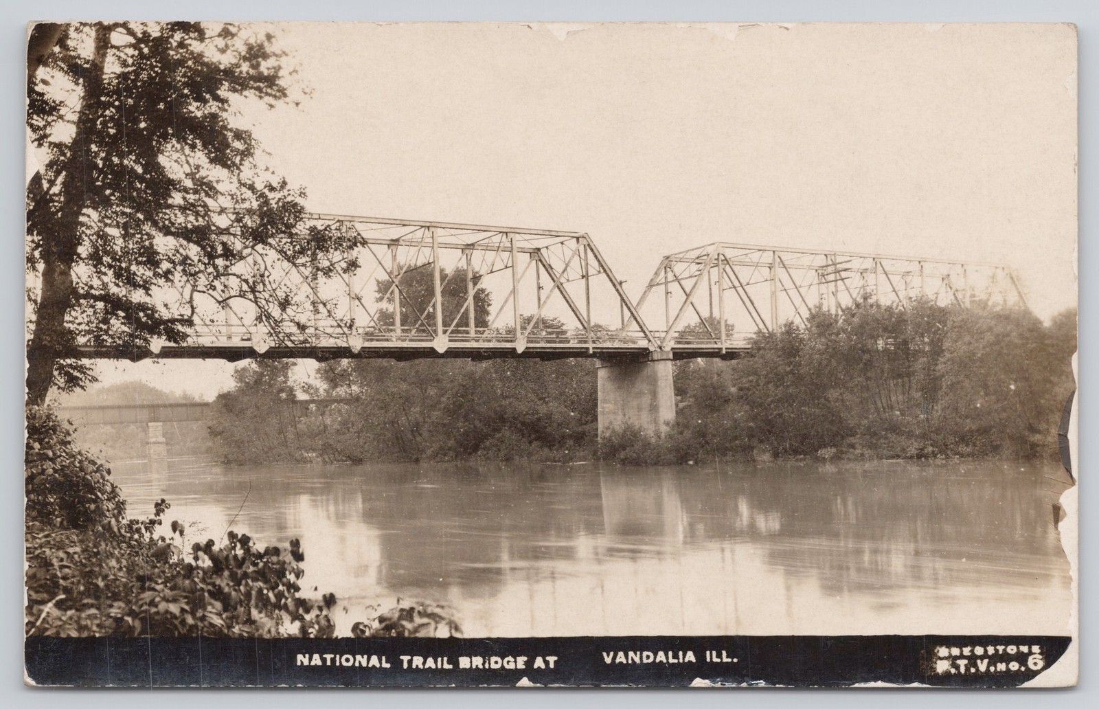 Vandalia, Illinois National Trail Bridge Bregstone RPPC Unposted