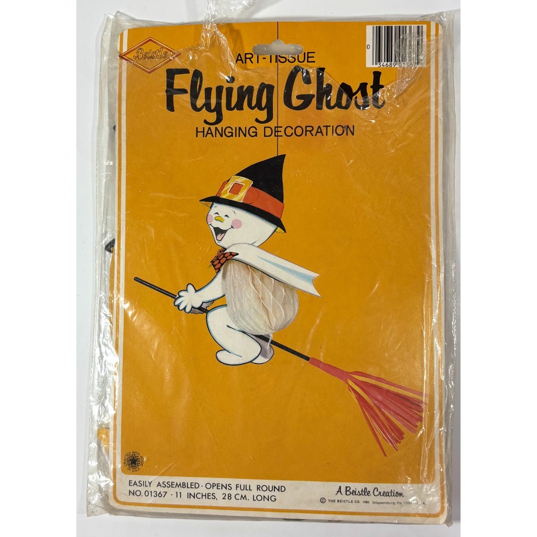 Vintage Beistle Flying Ghost Tissue Decoration 1982 Halloween Hanging Decor