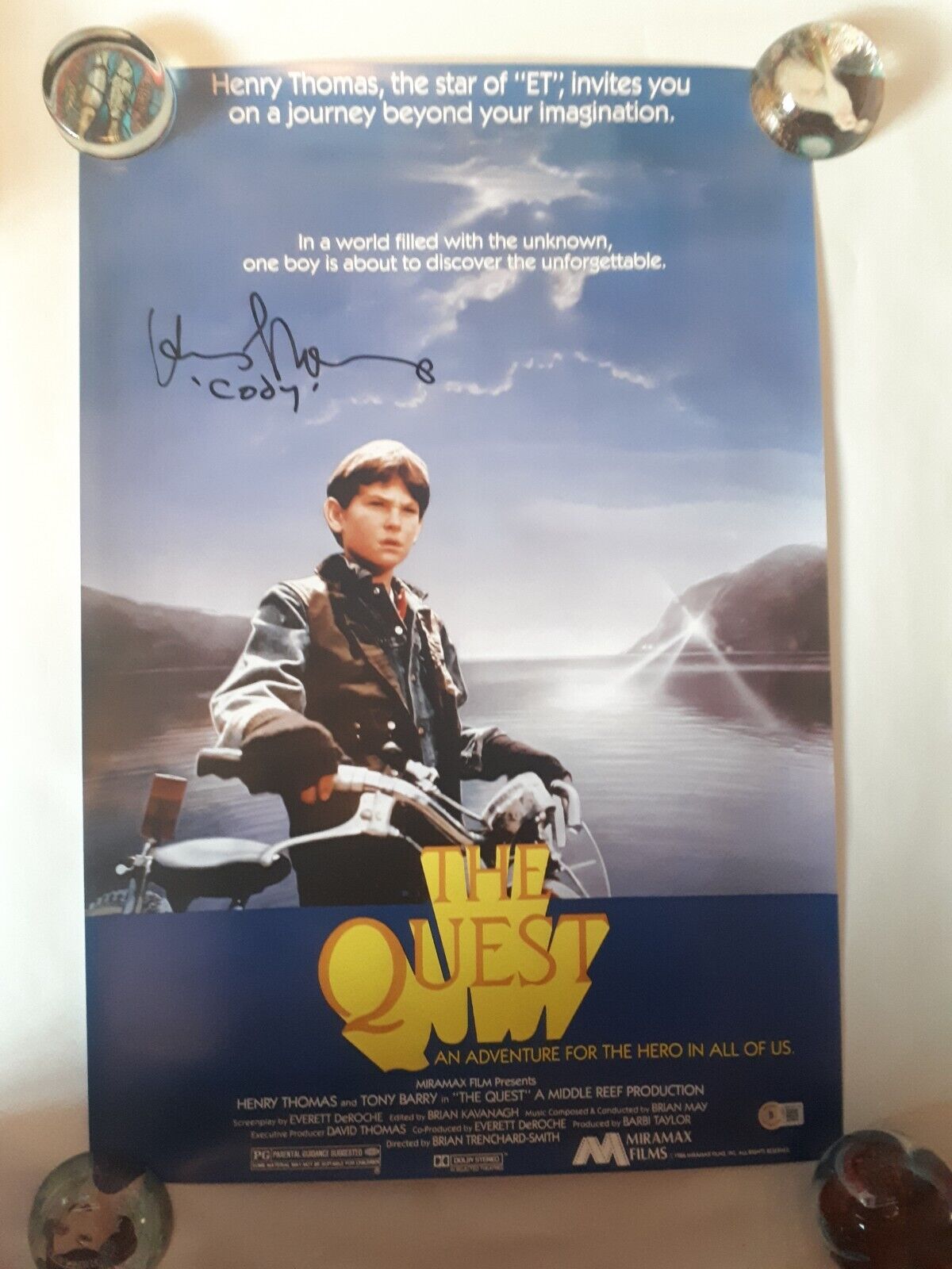 THE QUEST AKA FROG DREAMING , THE GO-KIDS POSTER SIGNED HENRY THOMAS COA BAS