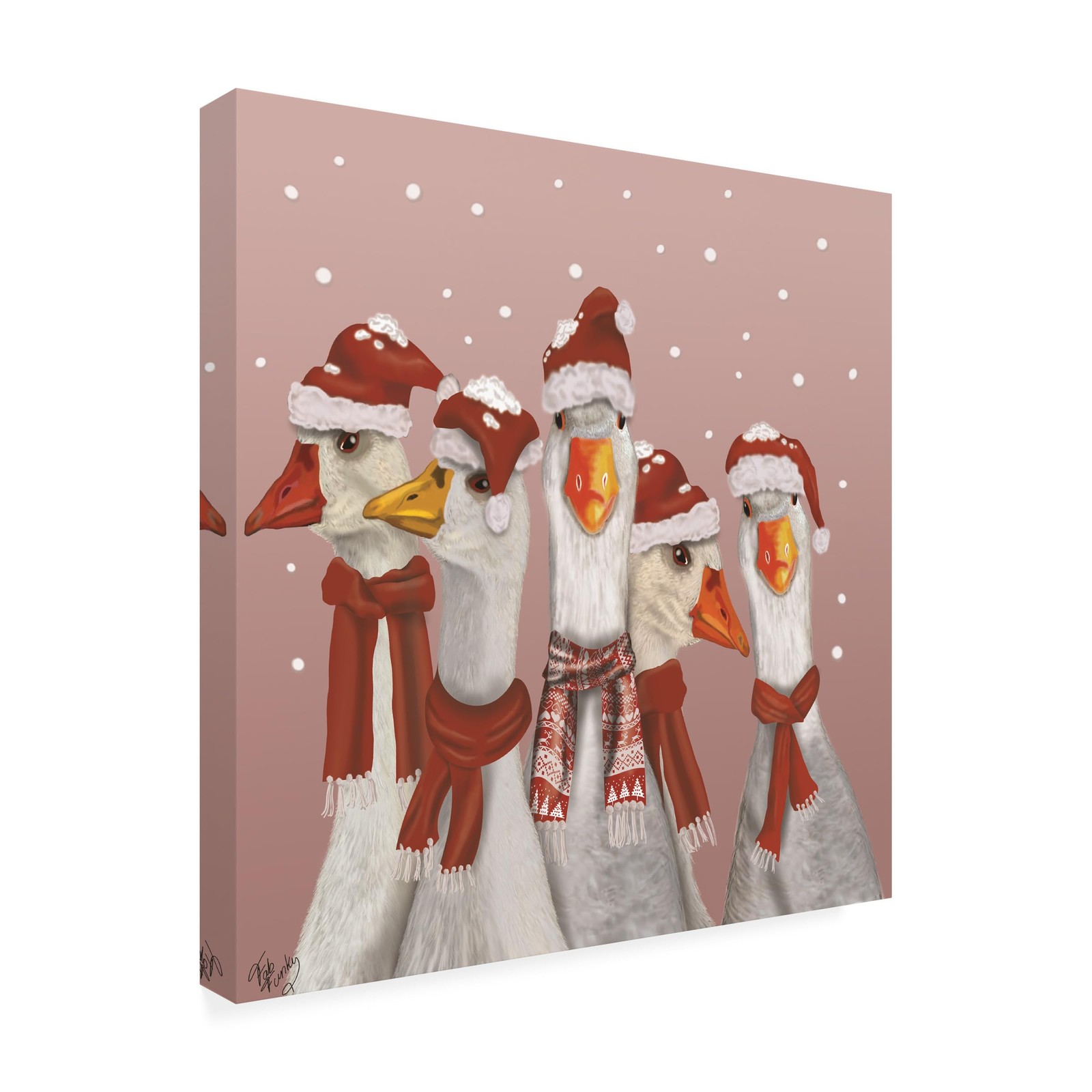 Trademark Fine Art Christmas Gaggle Of Geese Canvas Art 14x14