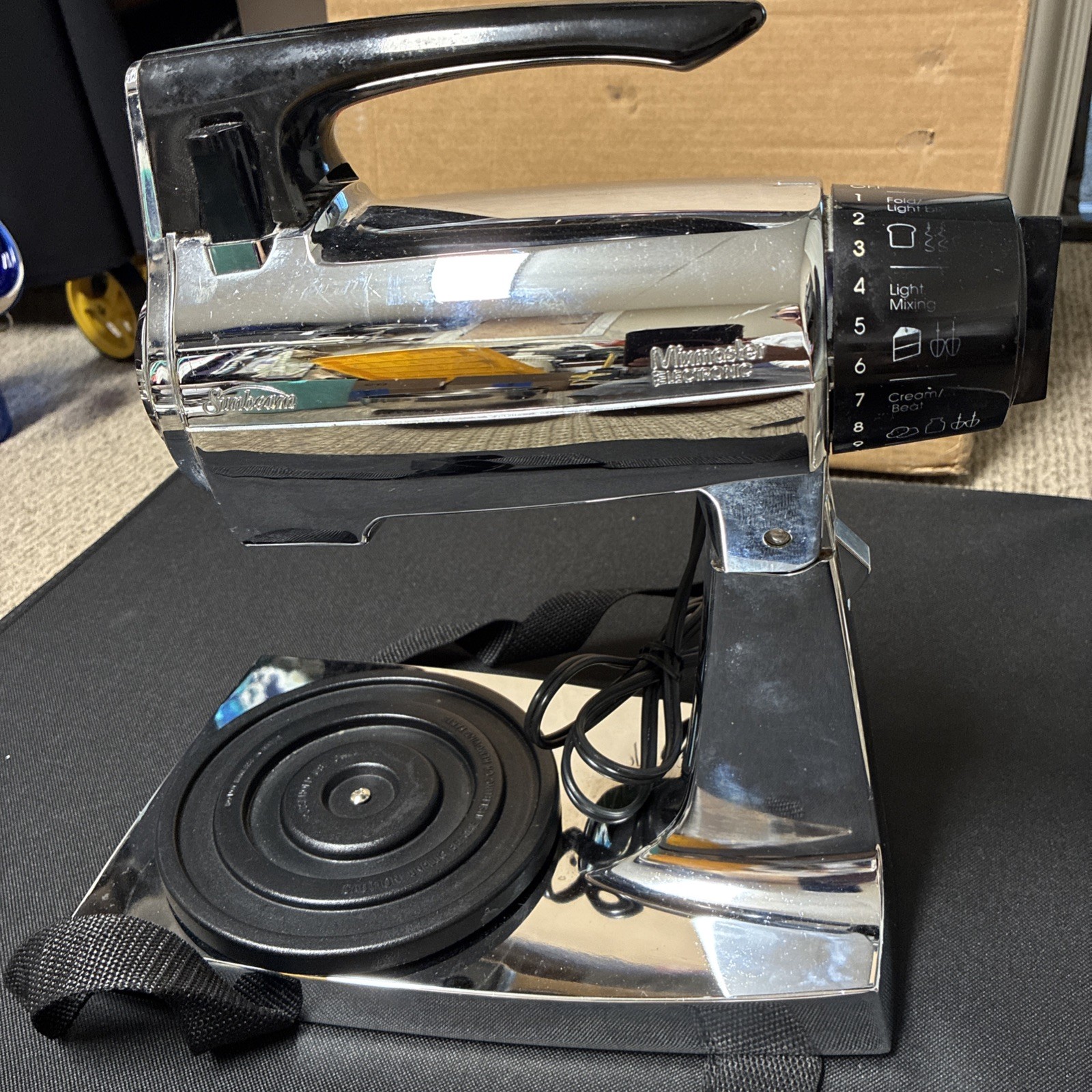 🌼 Vintage Sunbeam Mixmaster 12 Speed Mixer Black & Chrome WORKS