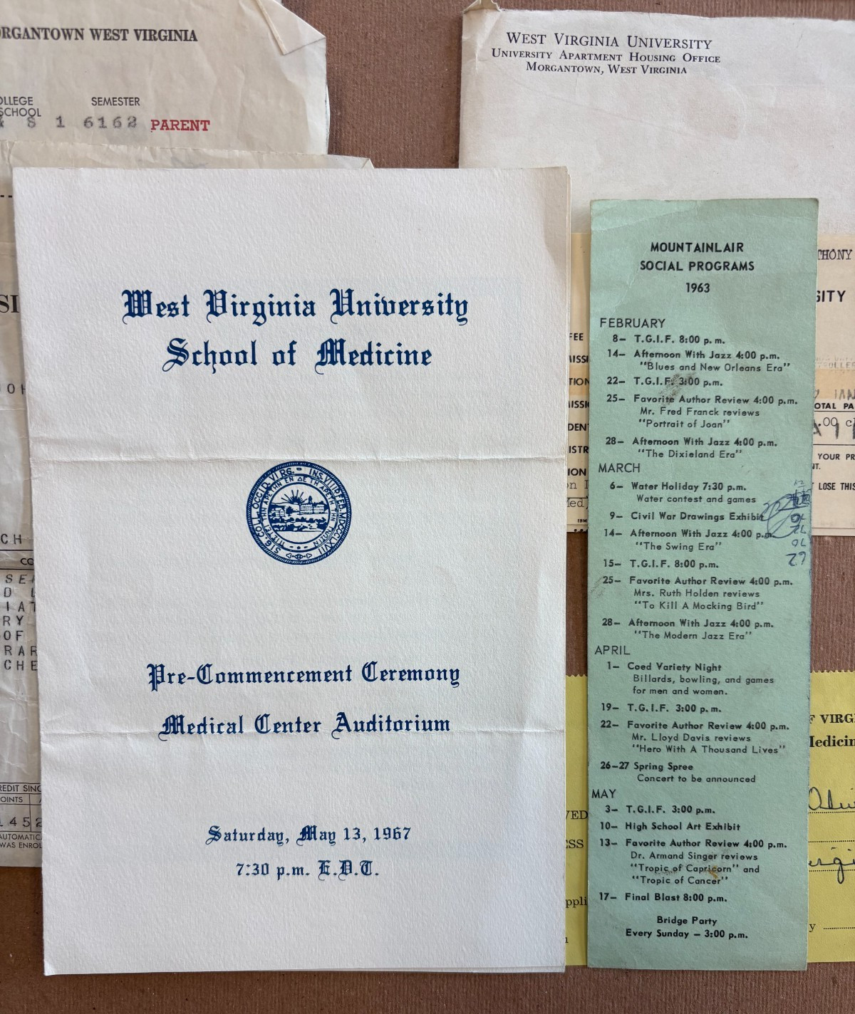 D   Vintage 1963 - 1967 LOT of (14) WVU West Virginia University Student Items