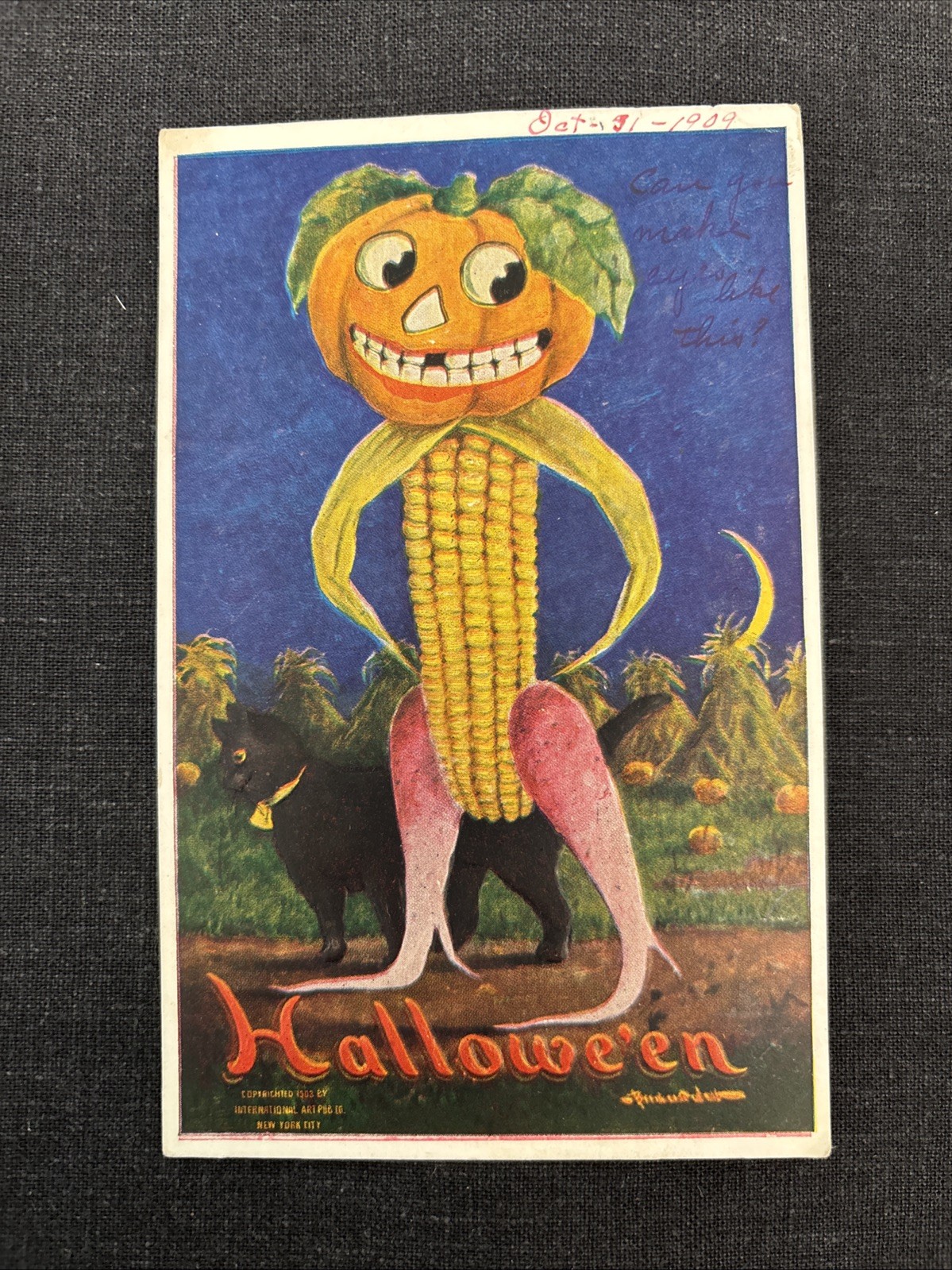 Vintage 1909 Halloween Bernhardt Wall Postcard Pumpkin Man International Art Vintage 1909 Halloween Bernhardt Wall Postcard Pumpkin Man International Art
