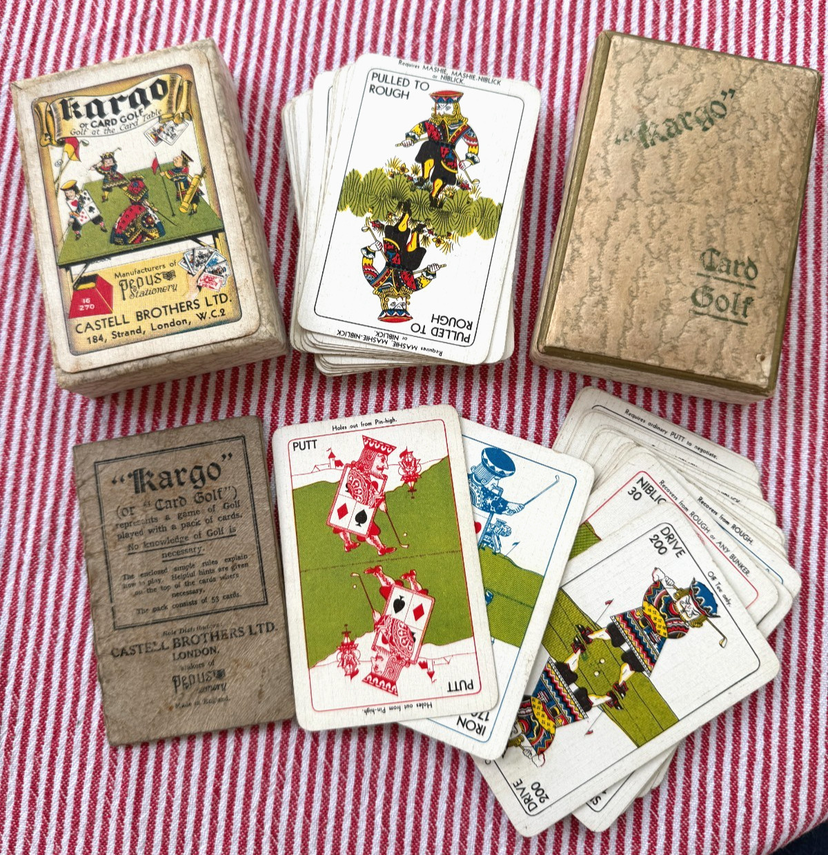 Vintage Golf card game 1930s Kargo by Castell Brothers complete rules booklet