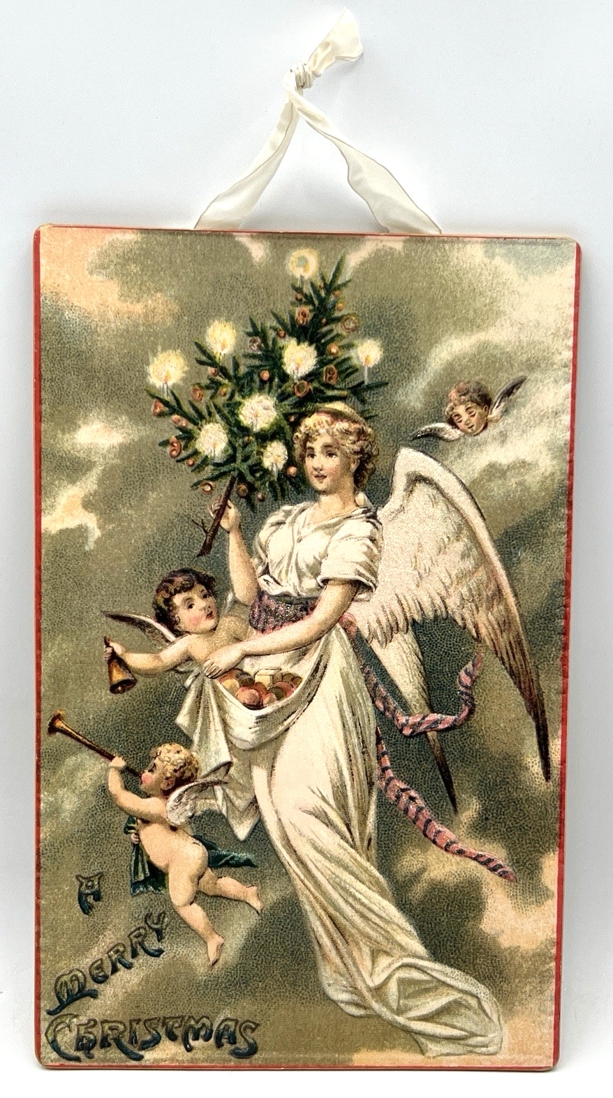 A MERRY CHRISTMAS WALL HANGING BY MARTA PETERS MOONLIGHT & ROSES 10.5