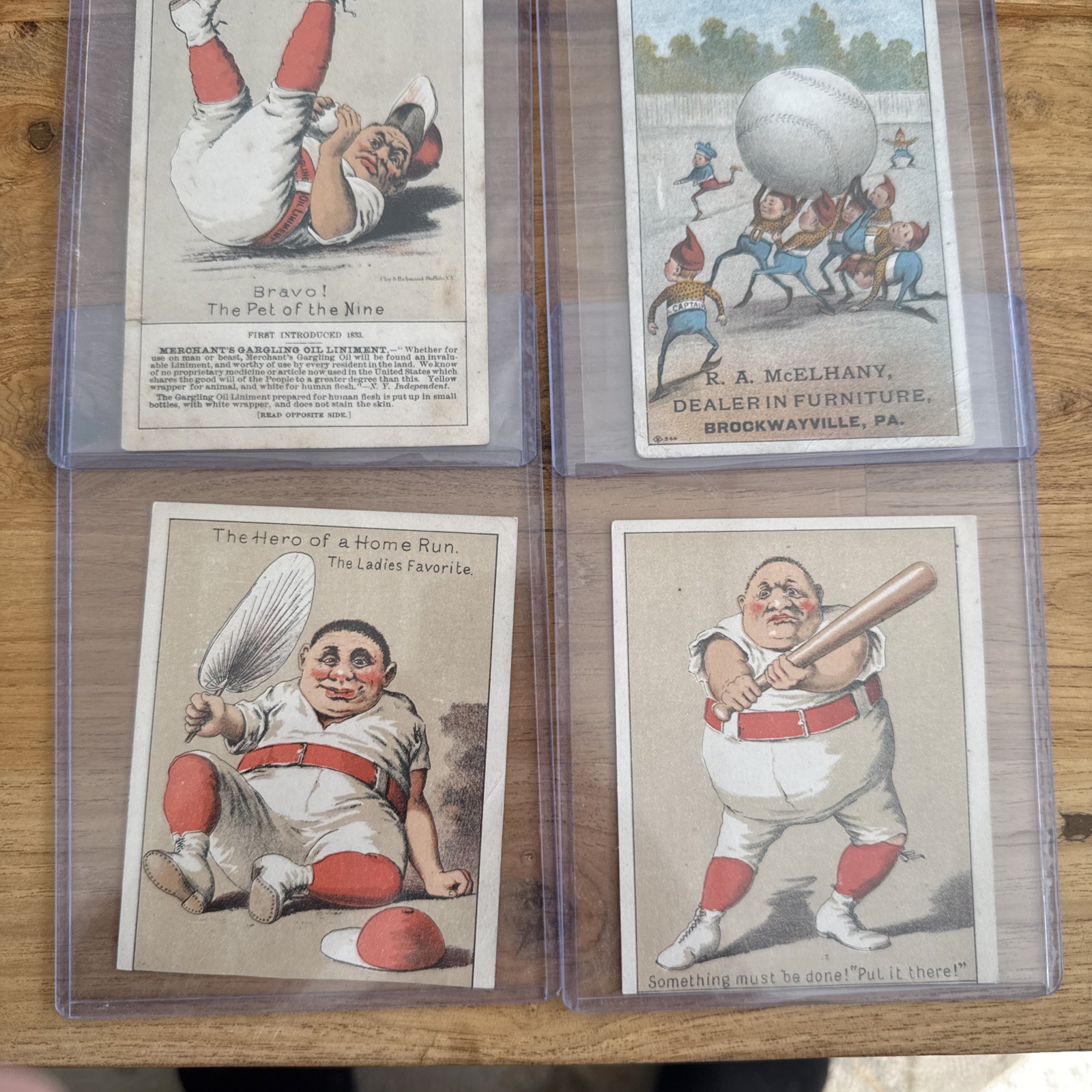 Lot Of 4 Antique Baseball Victorian Trade Advertising Cards Humor Comic