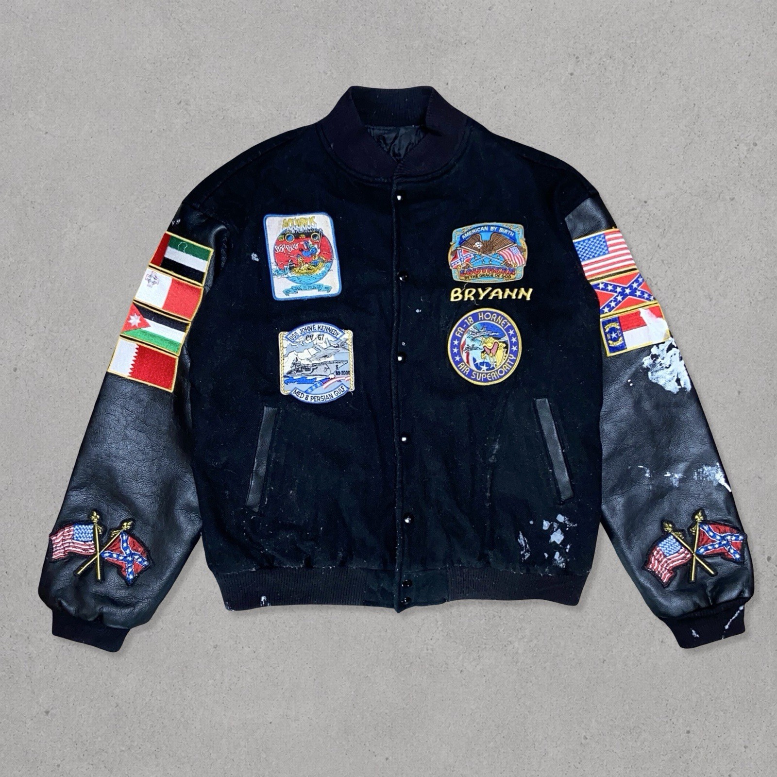 Vintage USS John F. Kennedy CV-67 Persian Gulf Cruise Varsity Jacket XL Black US