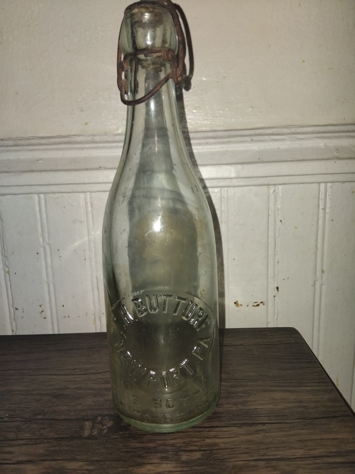 Antique T.H. Buttorf Newport Pa Blob-Top Bottle W/ Swing Top Wire Closure