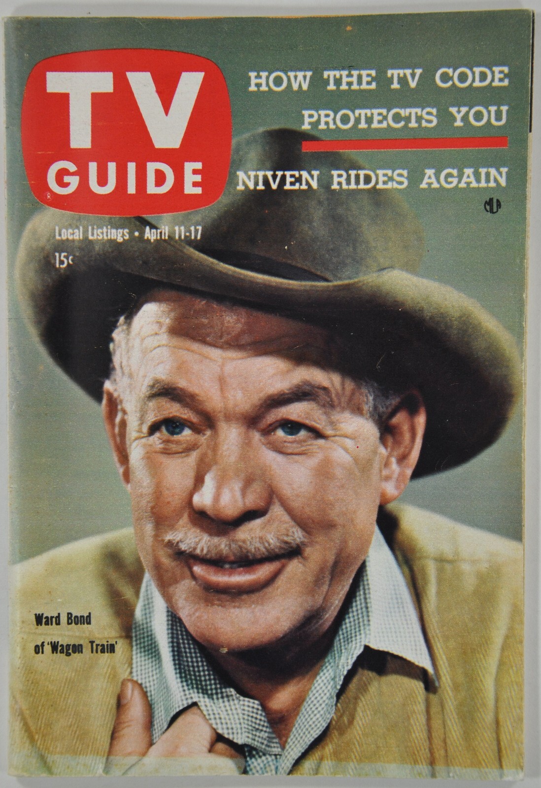 TV Guide April 1959 Ward Bond of Wagon Train [NO LABEL]