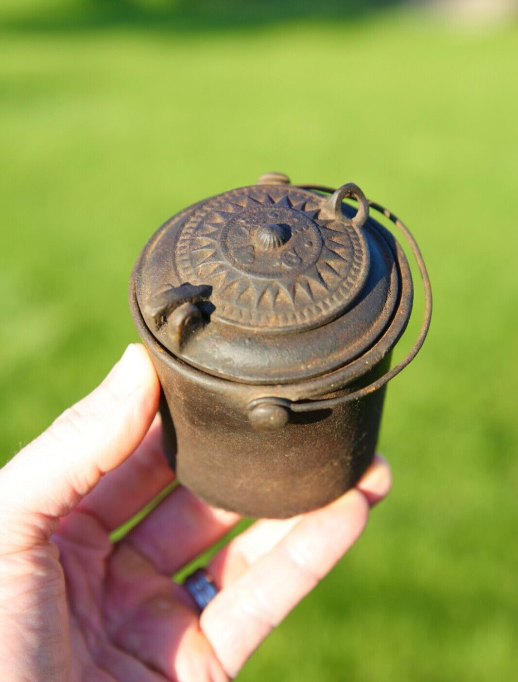 Antique Small Cast Iron Glue Double Smelting Pot boiler melting tool inkwell
