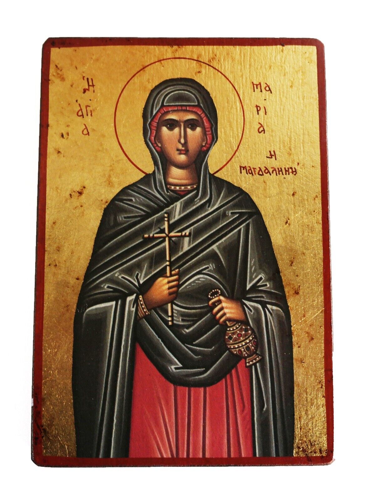 Greek Russian Orthodox Handmade Wooden Icon St. Mary Magdalene 19x13cm