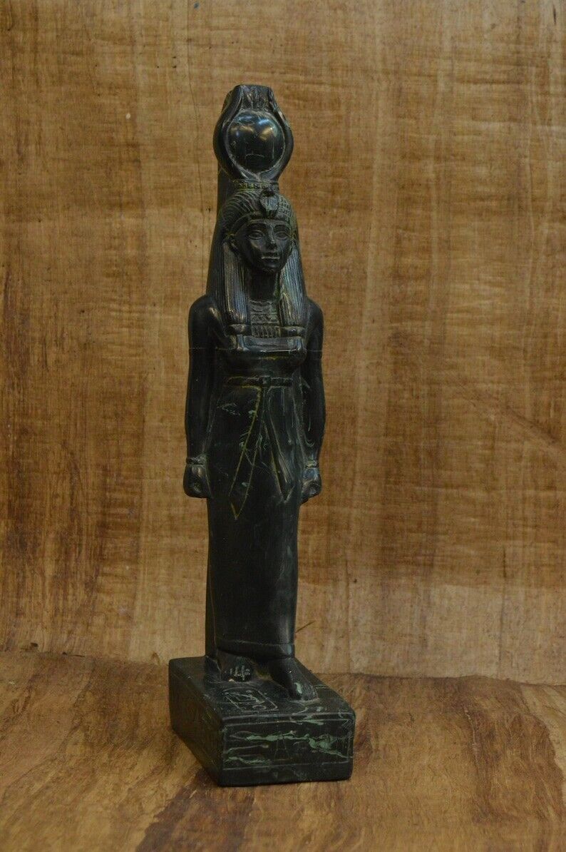 beautiful blue statue of the Goddess Hathor Goddess of heaven, love, beauty