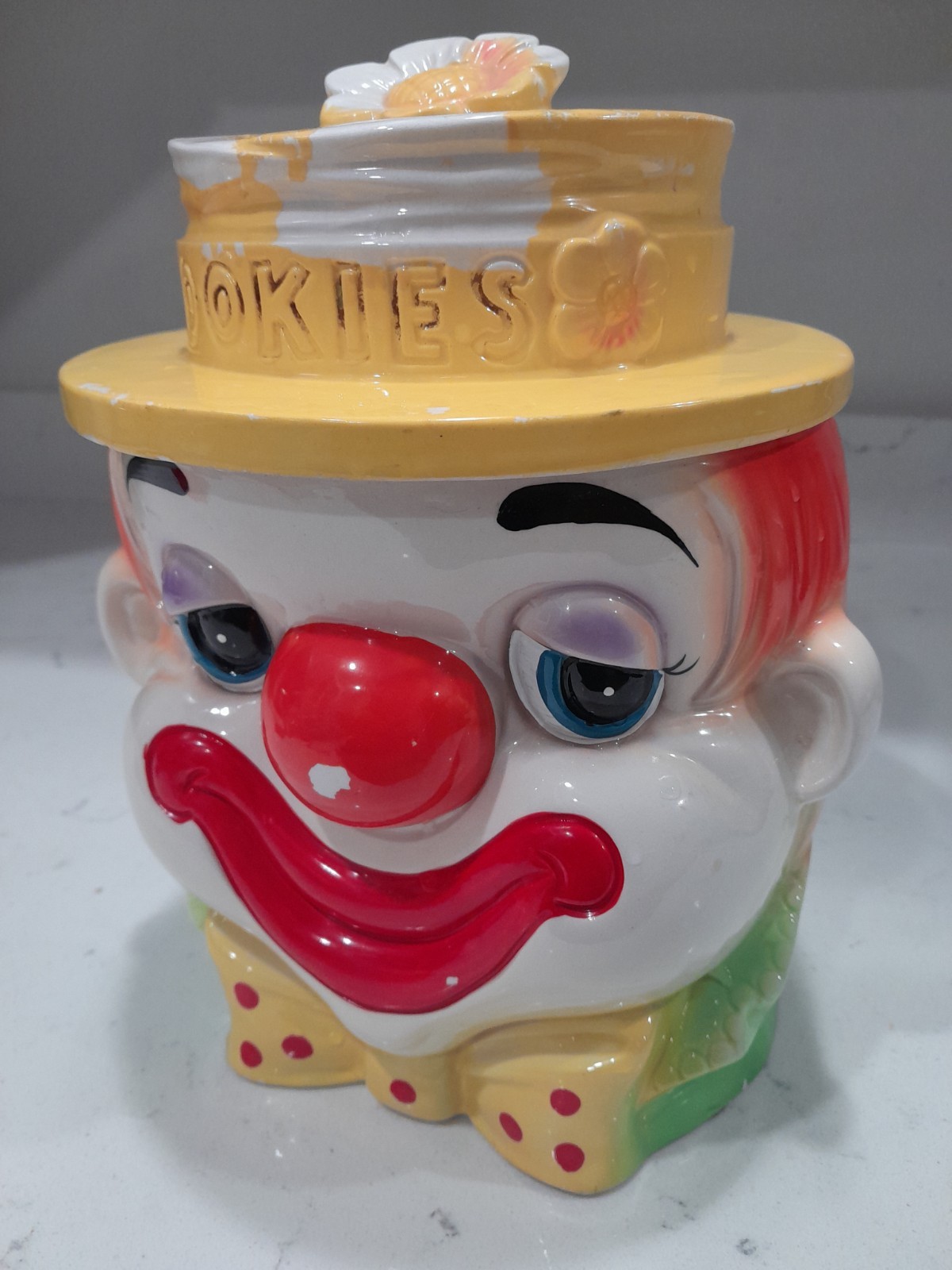 HTF Vintage 1960s Mogi Nagoya Japan Colorful Circus Clown Ceramic Cookie Jar