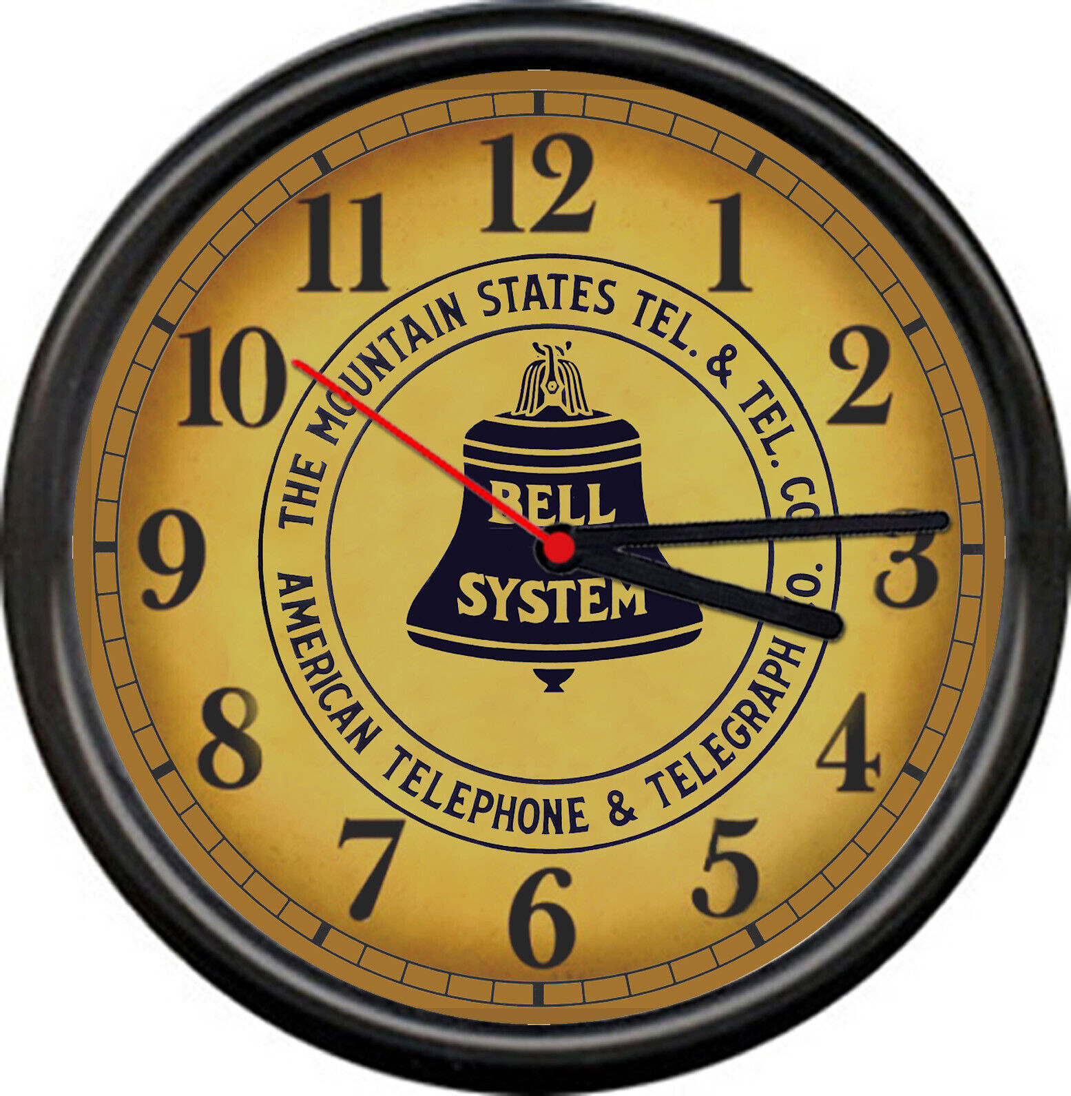 Retro Vintage Mountain States Bell Telephone Telegraph Operator Sign Wall Clock