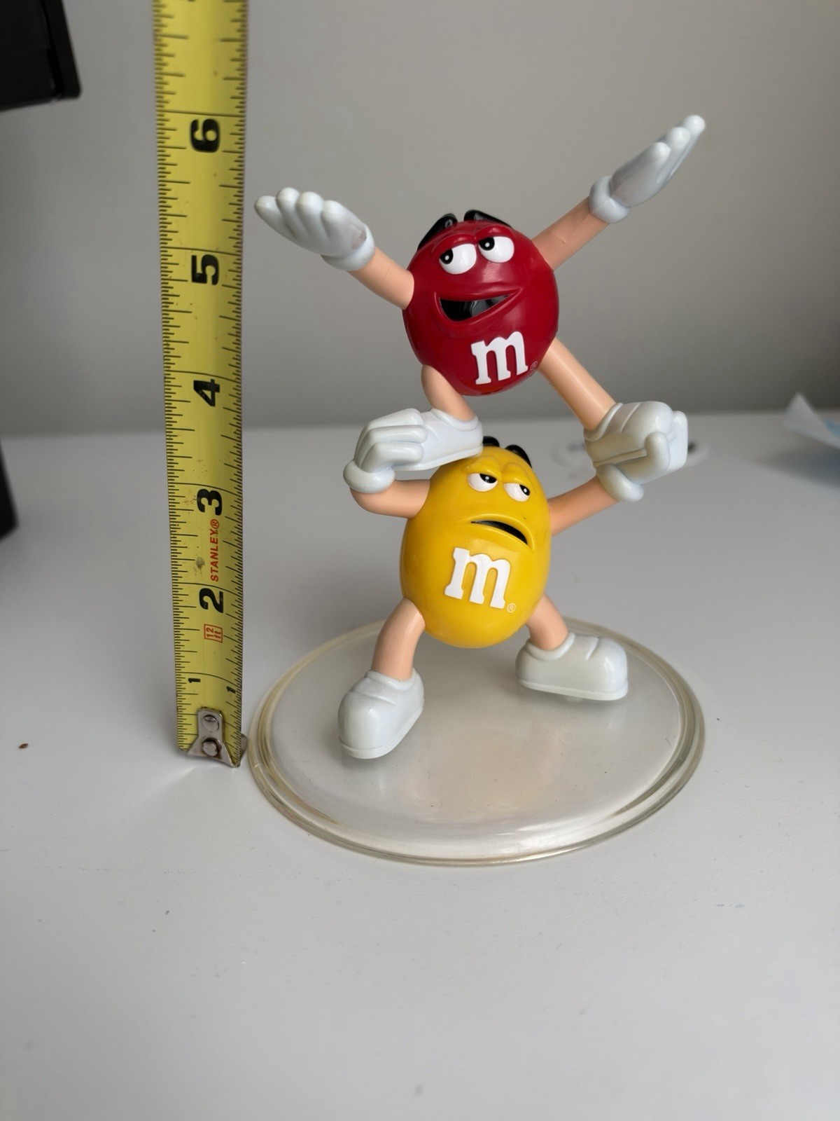 M&M\'s Red and Yellow Standing Candy Plastic Figure 6”Tall Base by Mars Vintage
