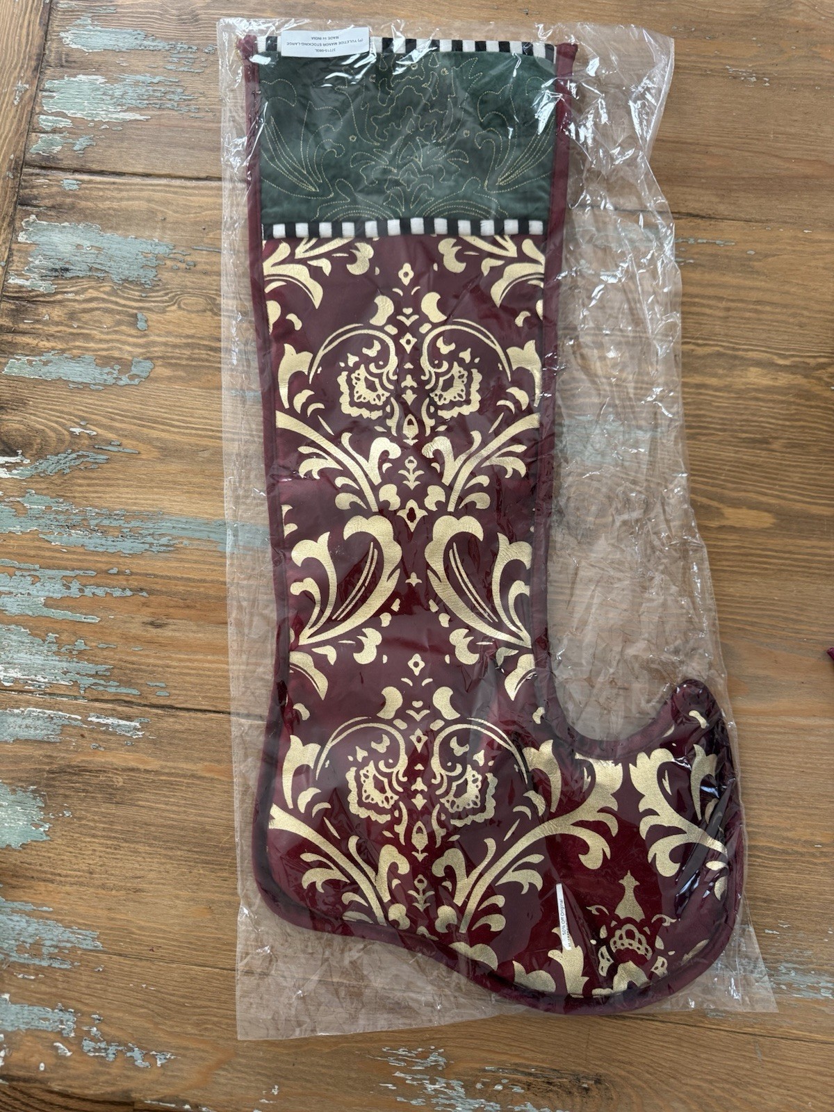 Retired Mackenzie Childs Yuletide Manor Large Stocking/ Brand New