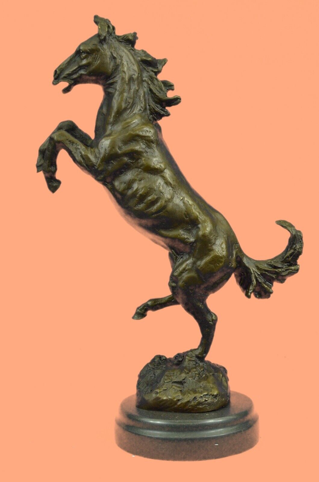Vintage Rearing Horse English Saddle Bronze Sculpture Figurine Statue Decor GIFT