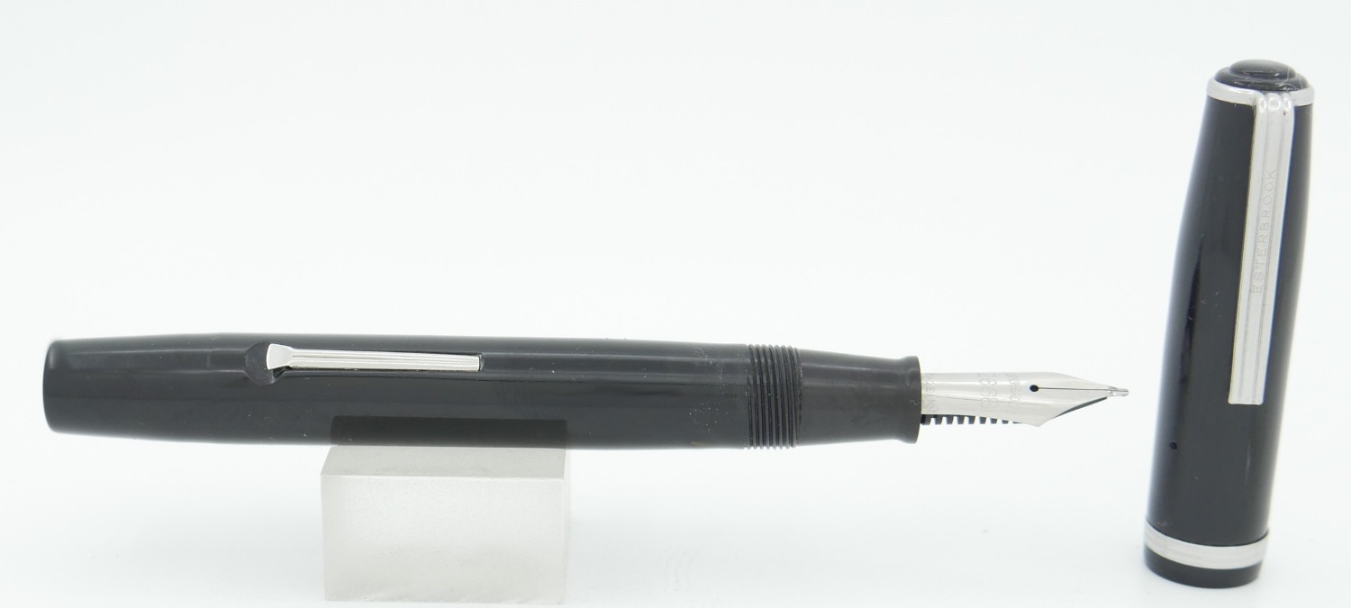 Esterbrook J Transitional Black & Chrome Fountain Pen - 2668 Medium Nib - 1940's