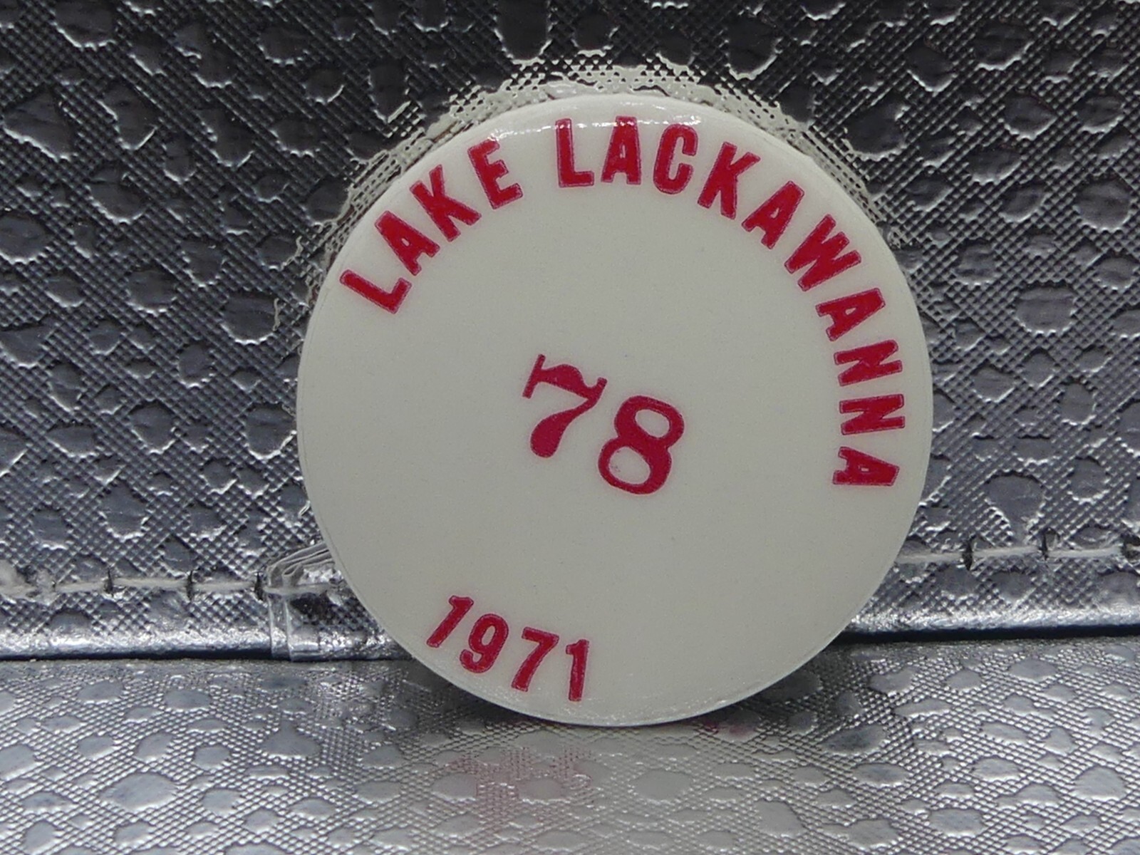 Vintage Lake Lackawanna New Jersey 1971 78 White & Red VTG Rare Pinback Button