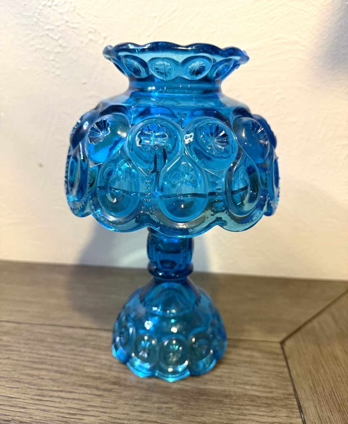 Vintage LE Smith Moon and Stars 3-piece fairy lamp in colonial blue