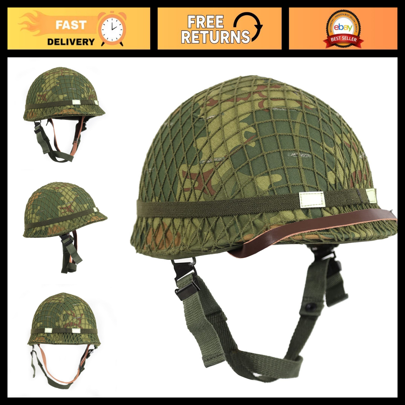 WW2 WWII Vietnam War Era M1 Combat Helmet Replica with Mitchell Cover 1959