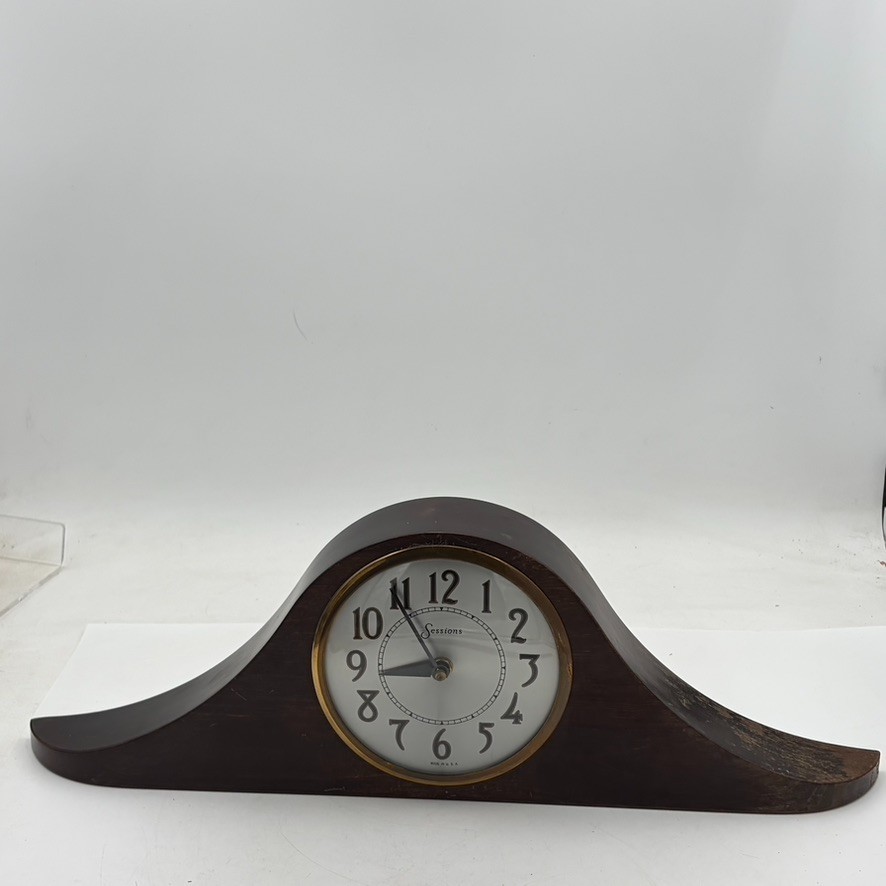 Vintage Sessions Mantle Clock 2W Great Art Deco MCM Decor For Parts/Repair