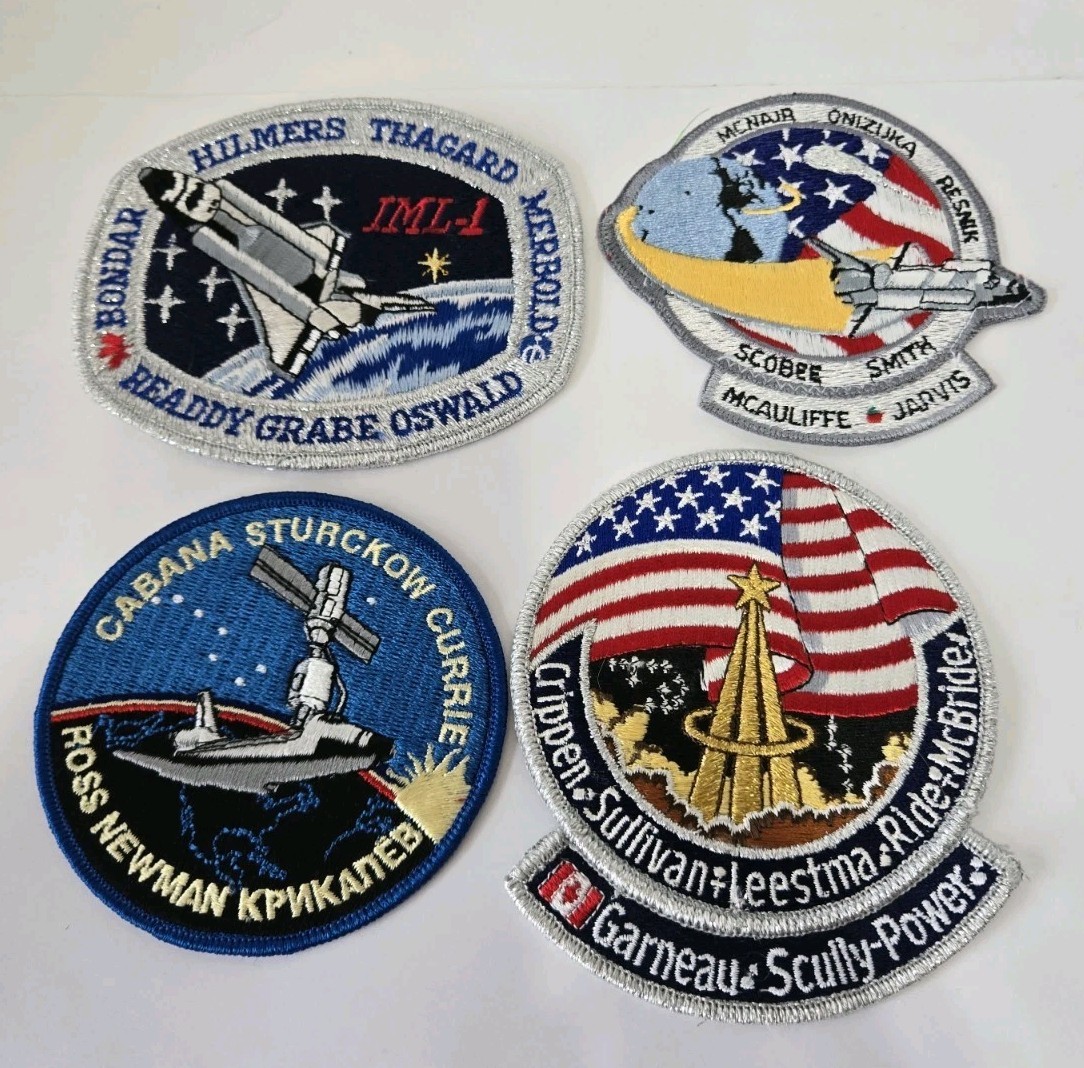 Lot of 4 NASA Space Shuttle Mission Patches - Vintage STS-41G STS-51L STS-42 STS