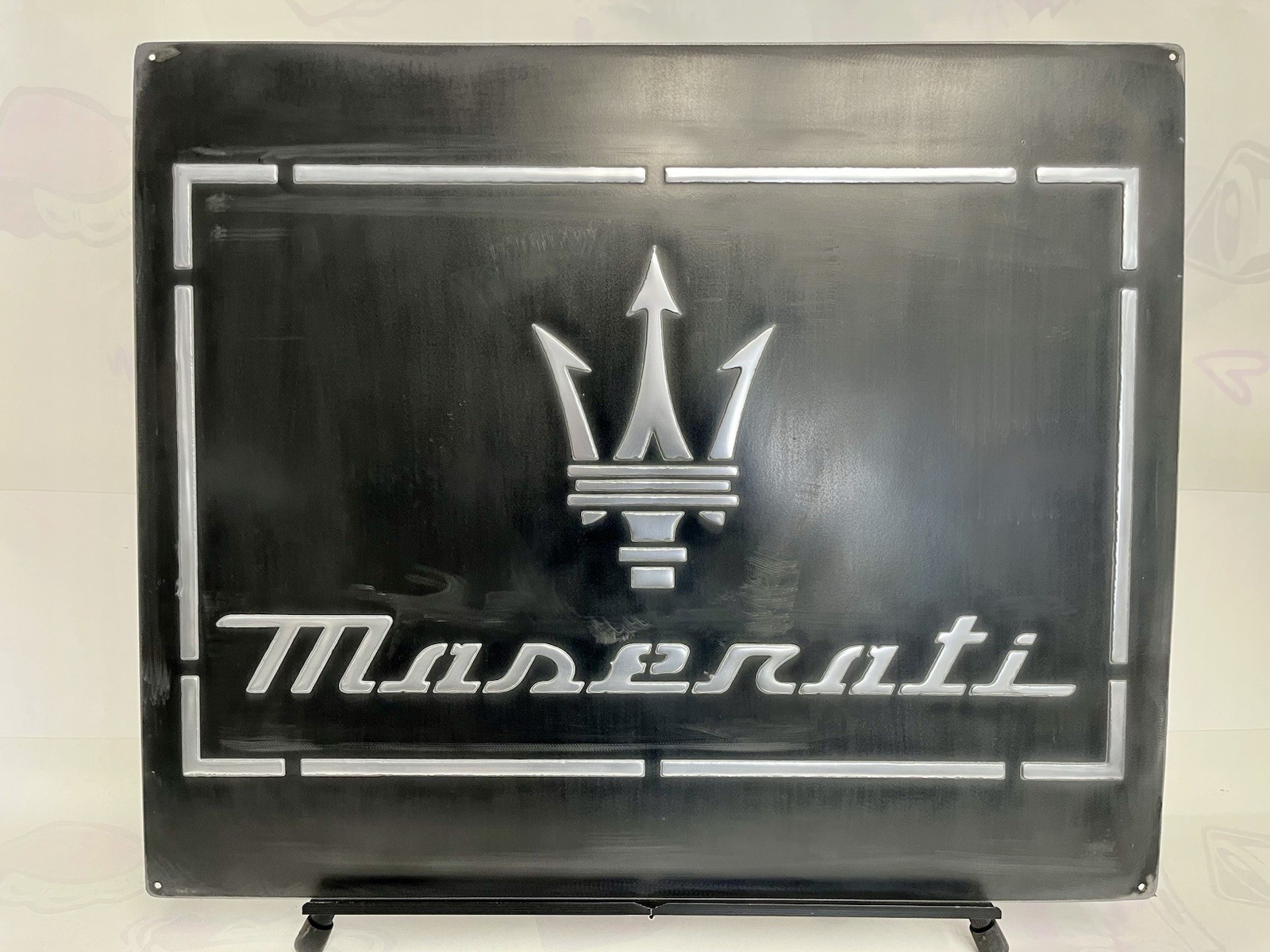 Maserati Vintage Garage Metal Sign 20x24” Handmade Cast Aluminum Relief •