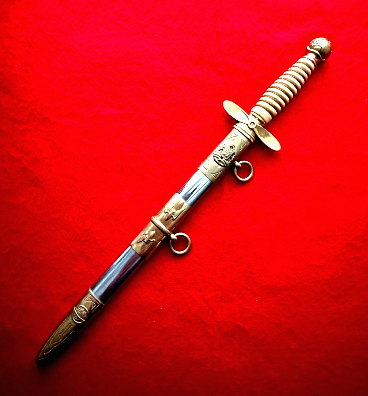 Rare Original Venezuelan Air Force Officer Dagger Etched Blade Eickhorn Solingen