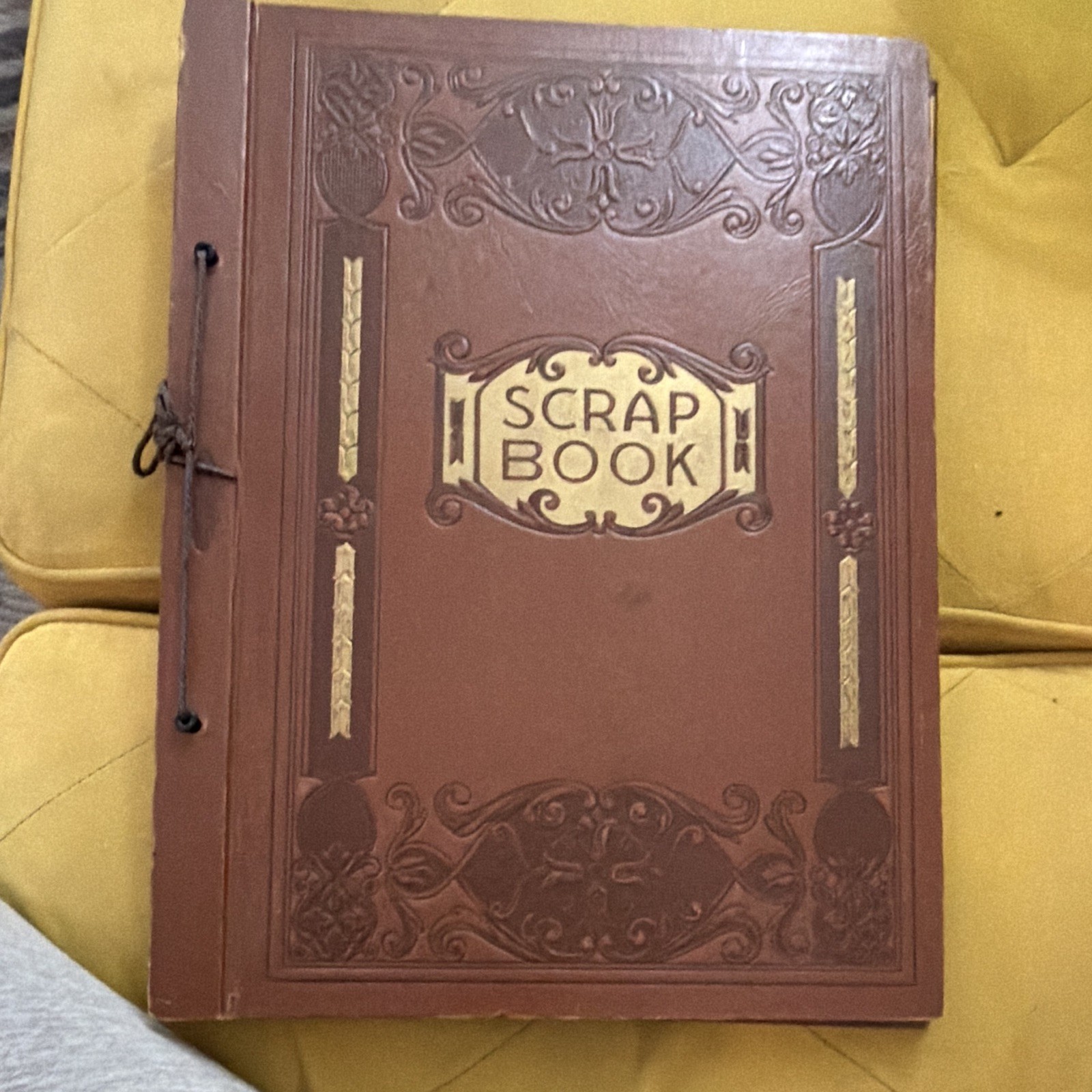 Vintage JUMBO Scrap Book Brown Leatherette Cover, 12.5 x 16”, 1930-50’s UNUSED