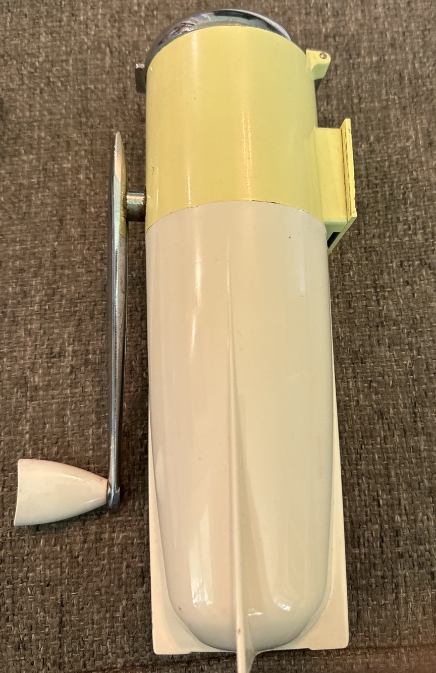Vintage Dazey Manual Hand Crank Ice Crusher Yellow Cream Mid Century Kitchen