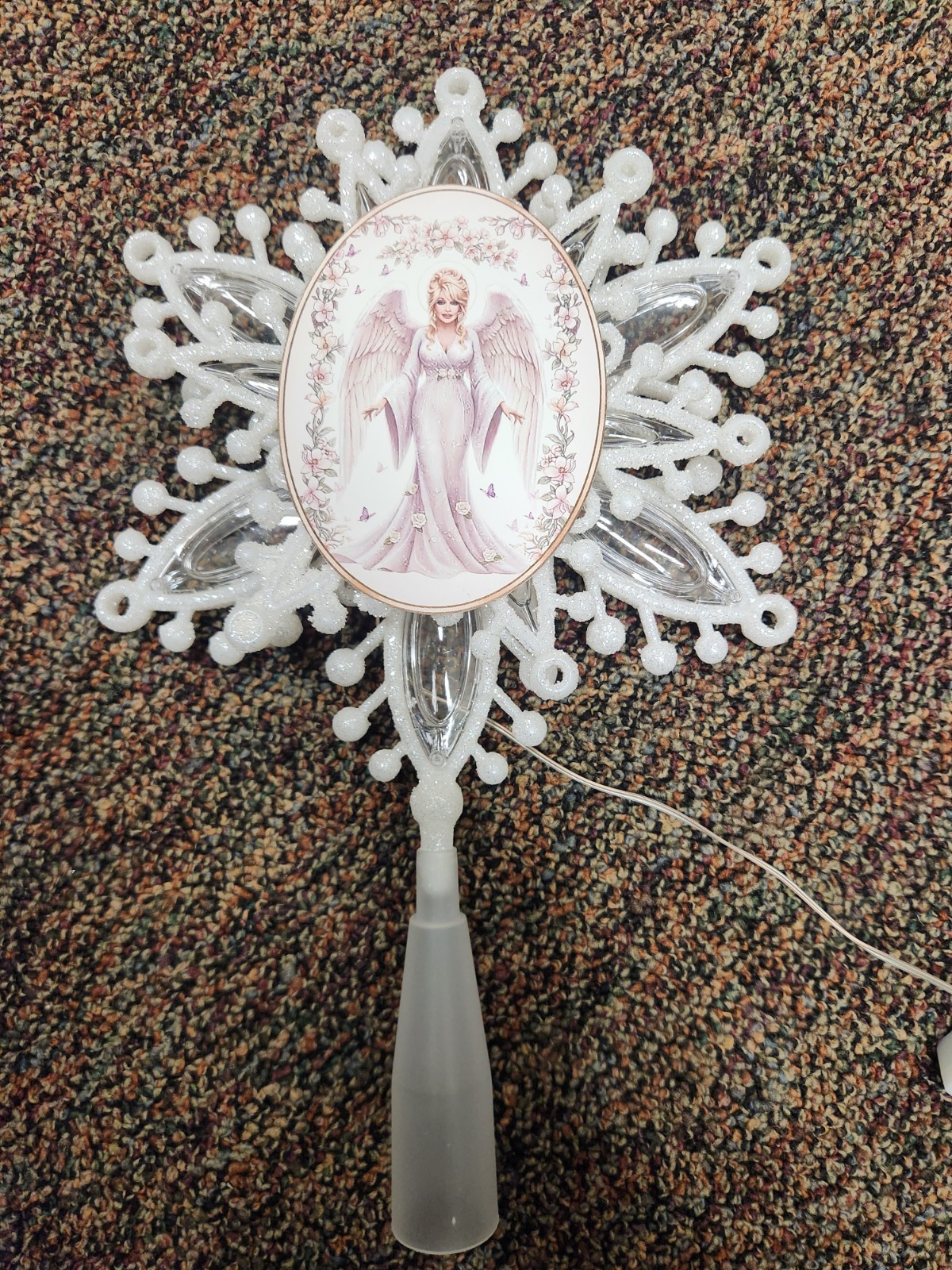 Dolly Parton as an Angel Inspired Christmas Tree Topper Ornament Style 1