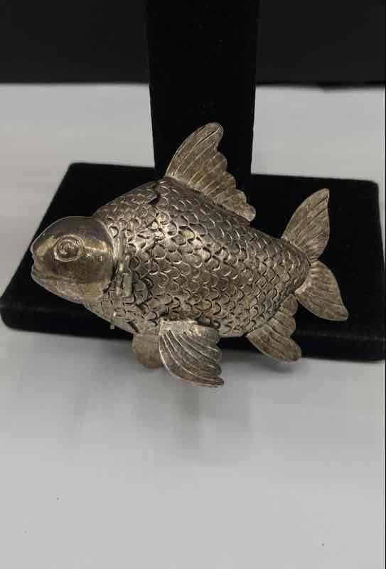 Vintage Articulated Fish Figurine Silver Filled Mixed Metal Carp Koi 3 Inch