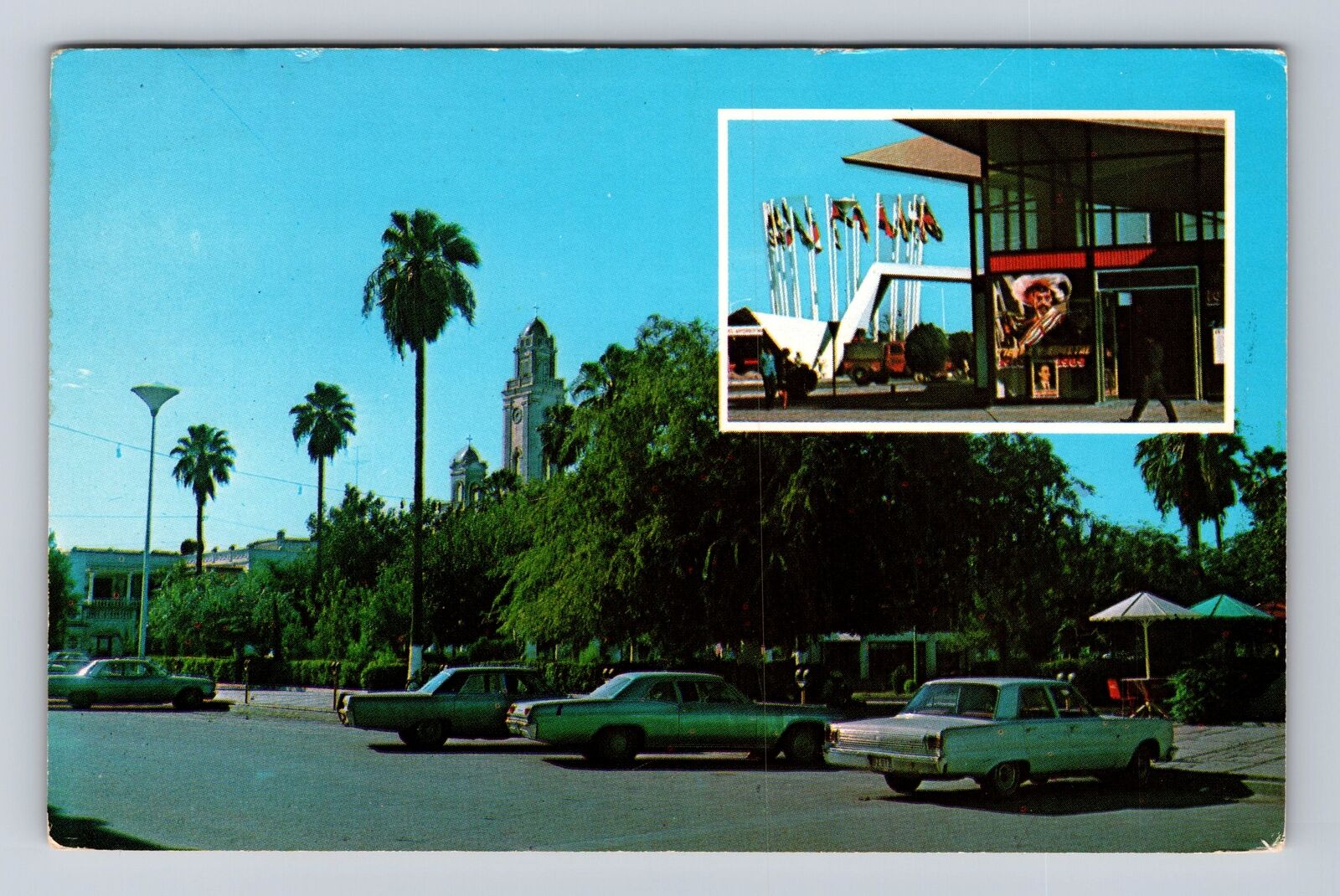 Mexico, Central Square of Black Stones and Sentry Box, Vintage Souvenir Postcard