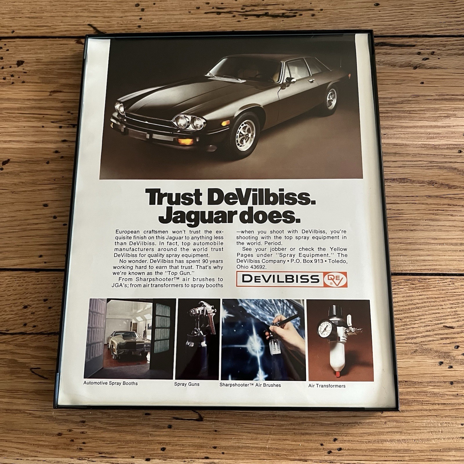 Vintage 1979 Jaguar Car Print Framed Size 8x10