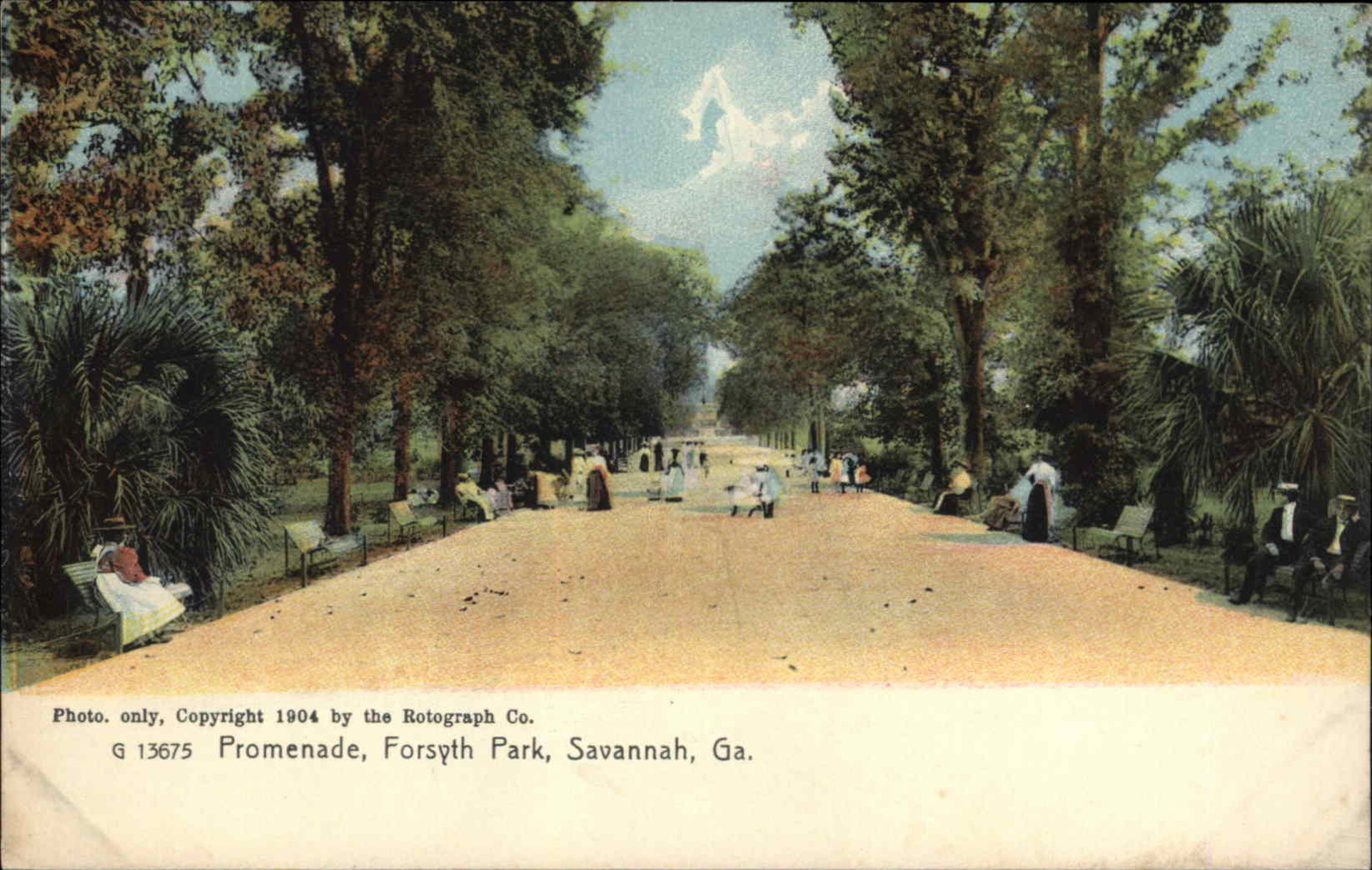 Savannah Georgia GA Forsyth Park Rotograph c1900s-20s Postcard