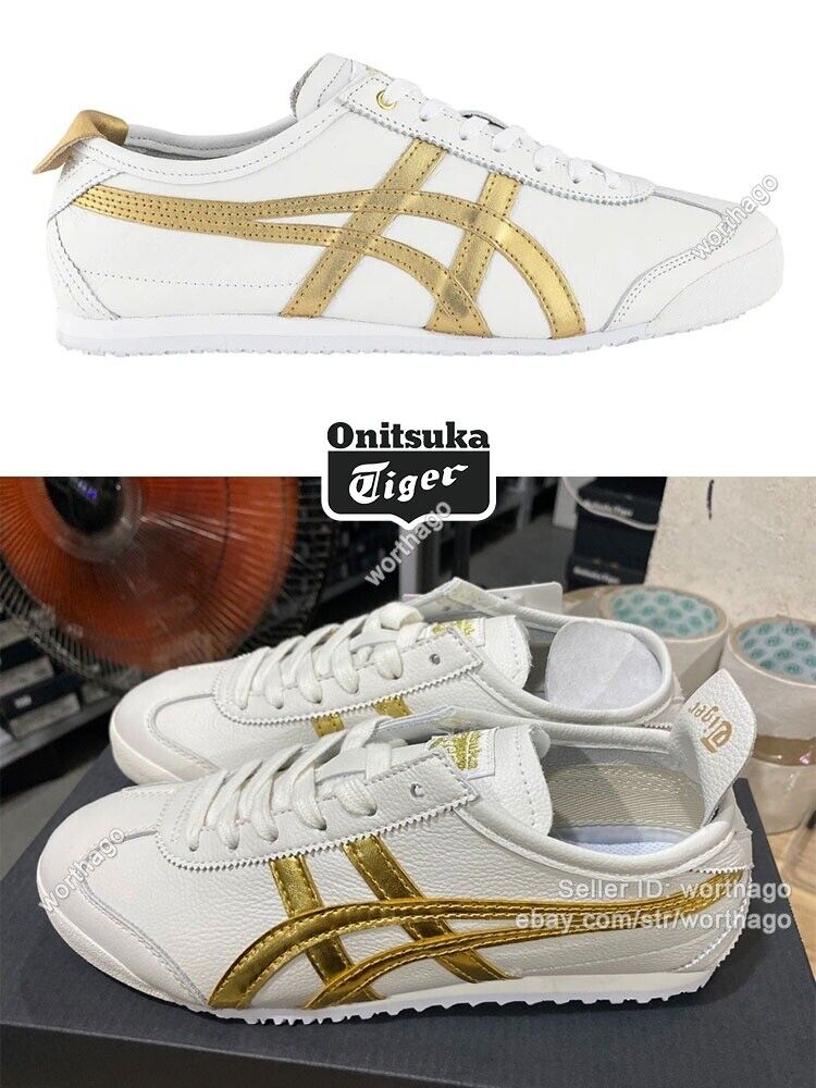  Must Have New Onitsuka Tiger MEXICO 66 White/Gold Classic Sneaker D508K-0194