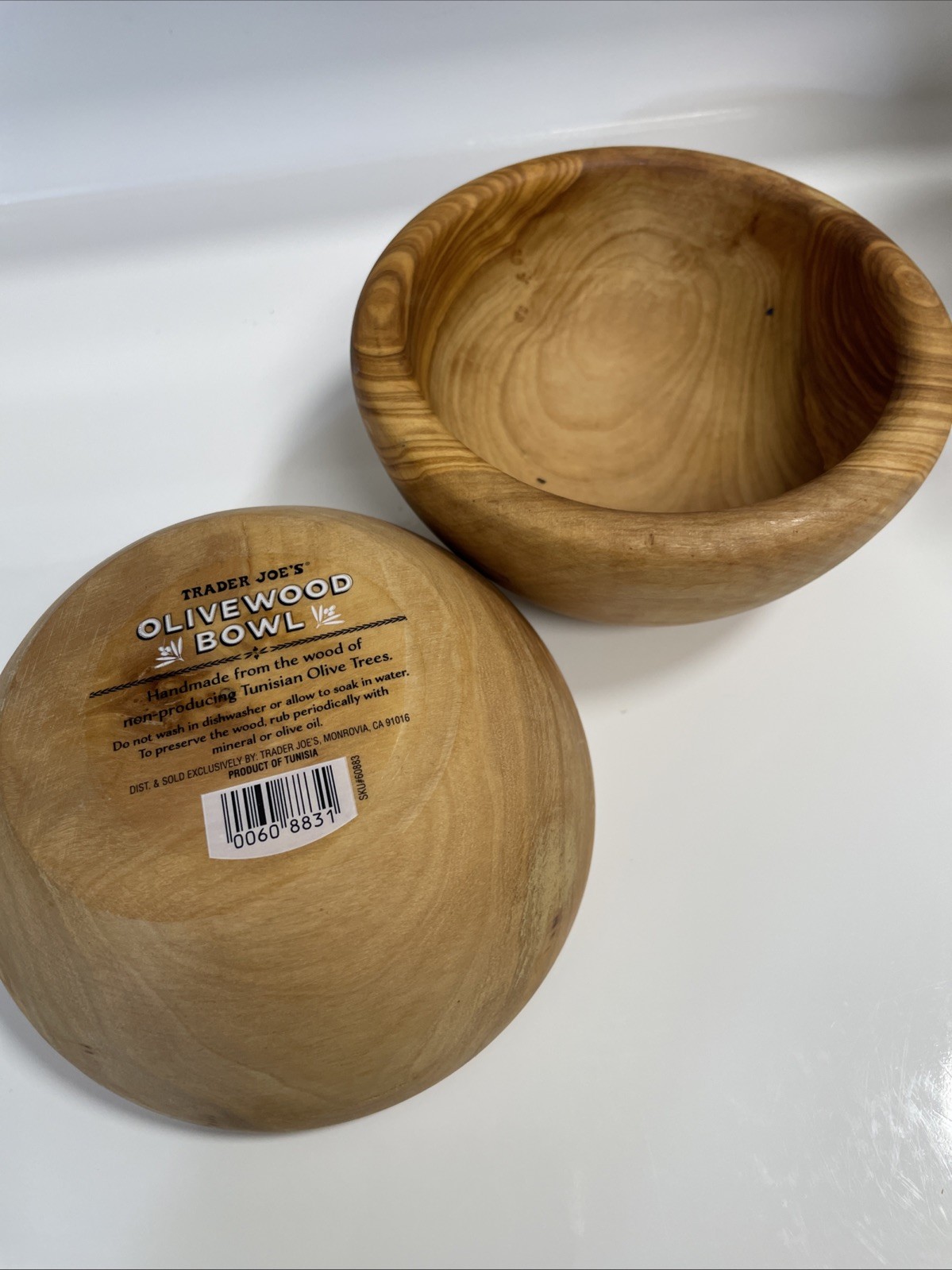 Two Trader Joe\'s Olive Wood Olivewood Tunisian Bowls Pinch Bowls X2 Handmade New