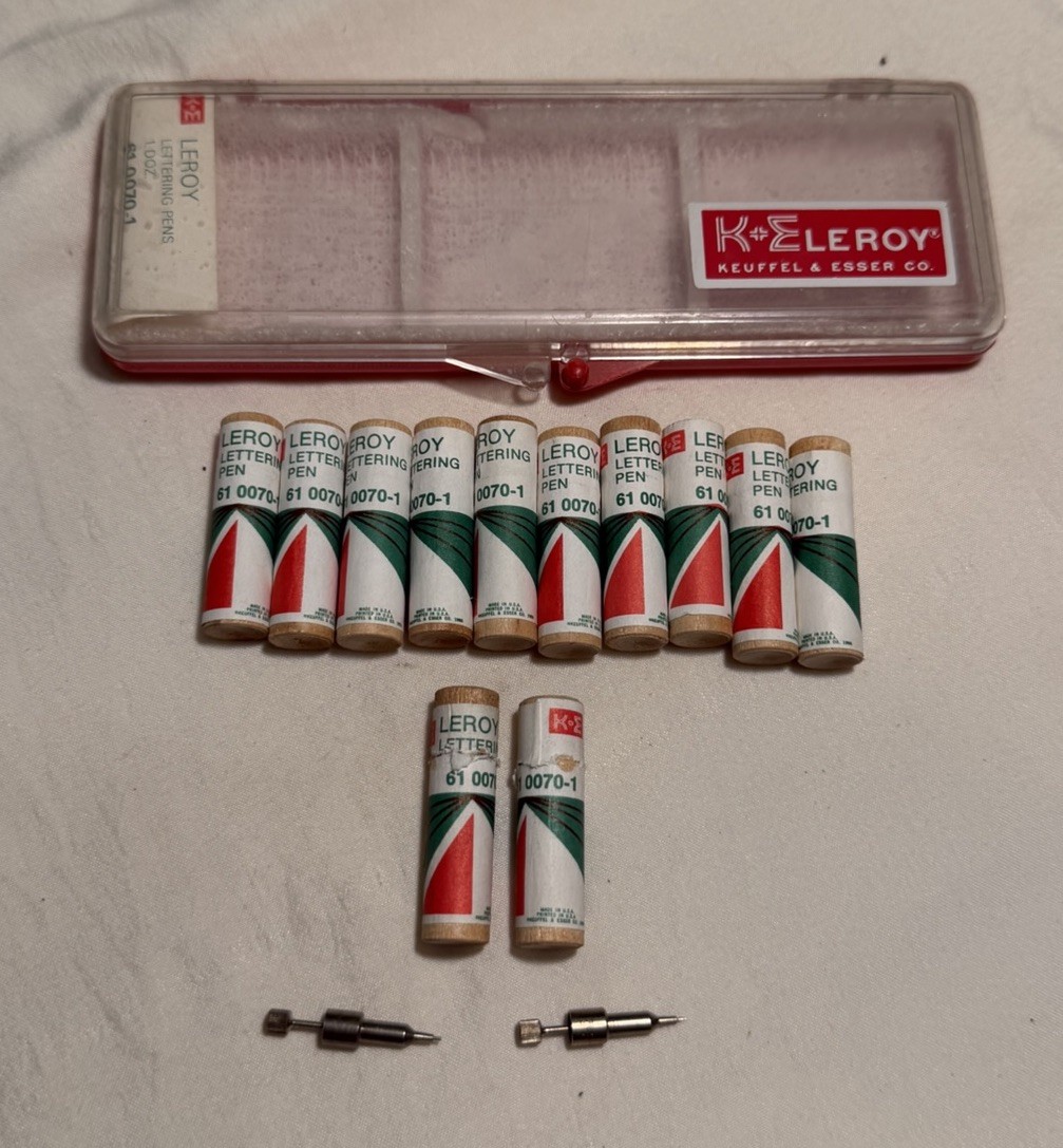 VTG. K&E-Leroy Lettering-Pens Set-Keuffel & Esser-61 0070-1-DOZEN CAPSULES