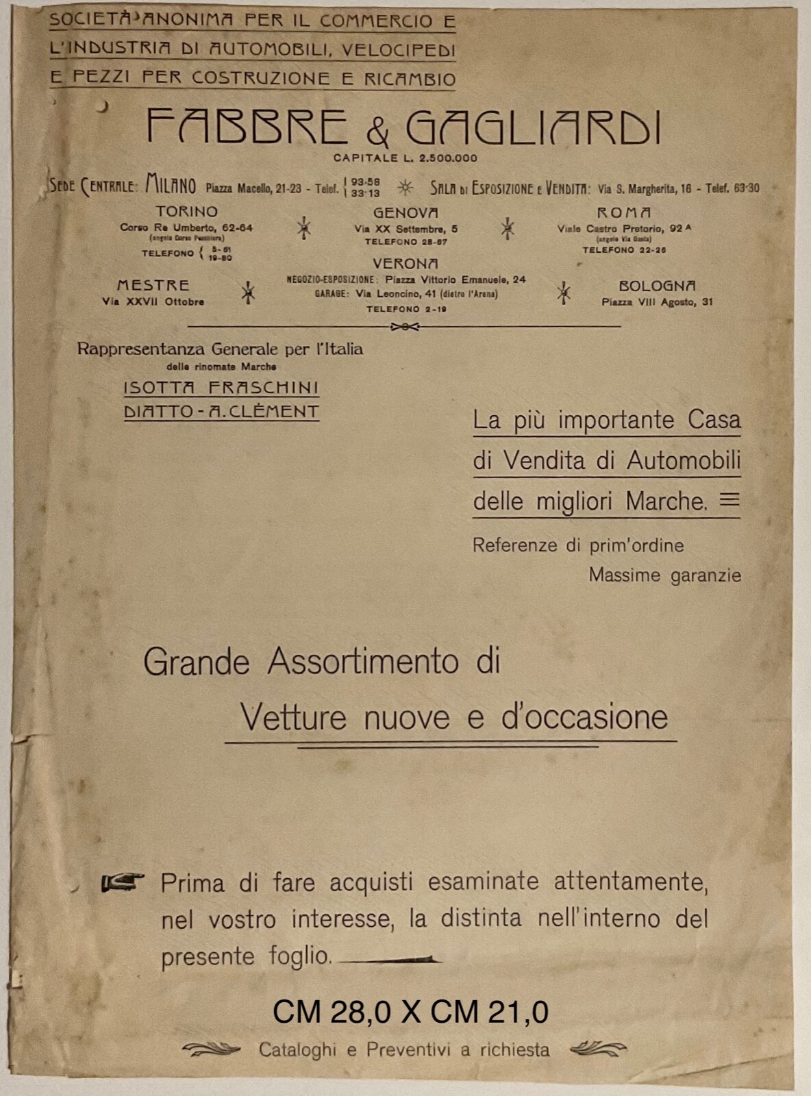 FABBRE E GAGLIARDI GRANDE ASSORTIMENTO DI VETTURE DEPLIANT PUBBLICITARIO FABBRE E GAGLIARDI GRANDE ASSORTIMENTO DI VETTURE DEPLIANT PUBBLICITARIO