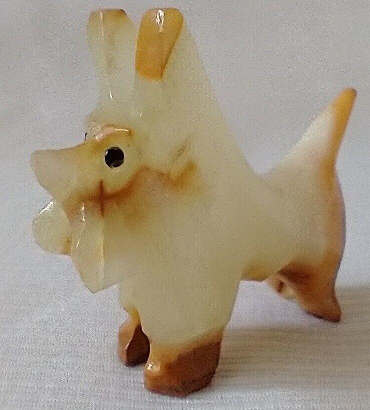  Scottish Terrier Carved Quartz Onyx Rock Scotty Dog Figurine Schnauzer 