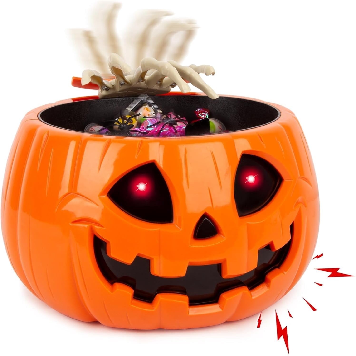 SINKOO Animated Halloween Candy Bowl, Motion Activated Pumpkin Trick or Treat Di SINKOO Animated Halloween Candy Bowl, Motion Activated Pumpkin Trick or Treat Di