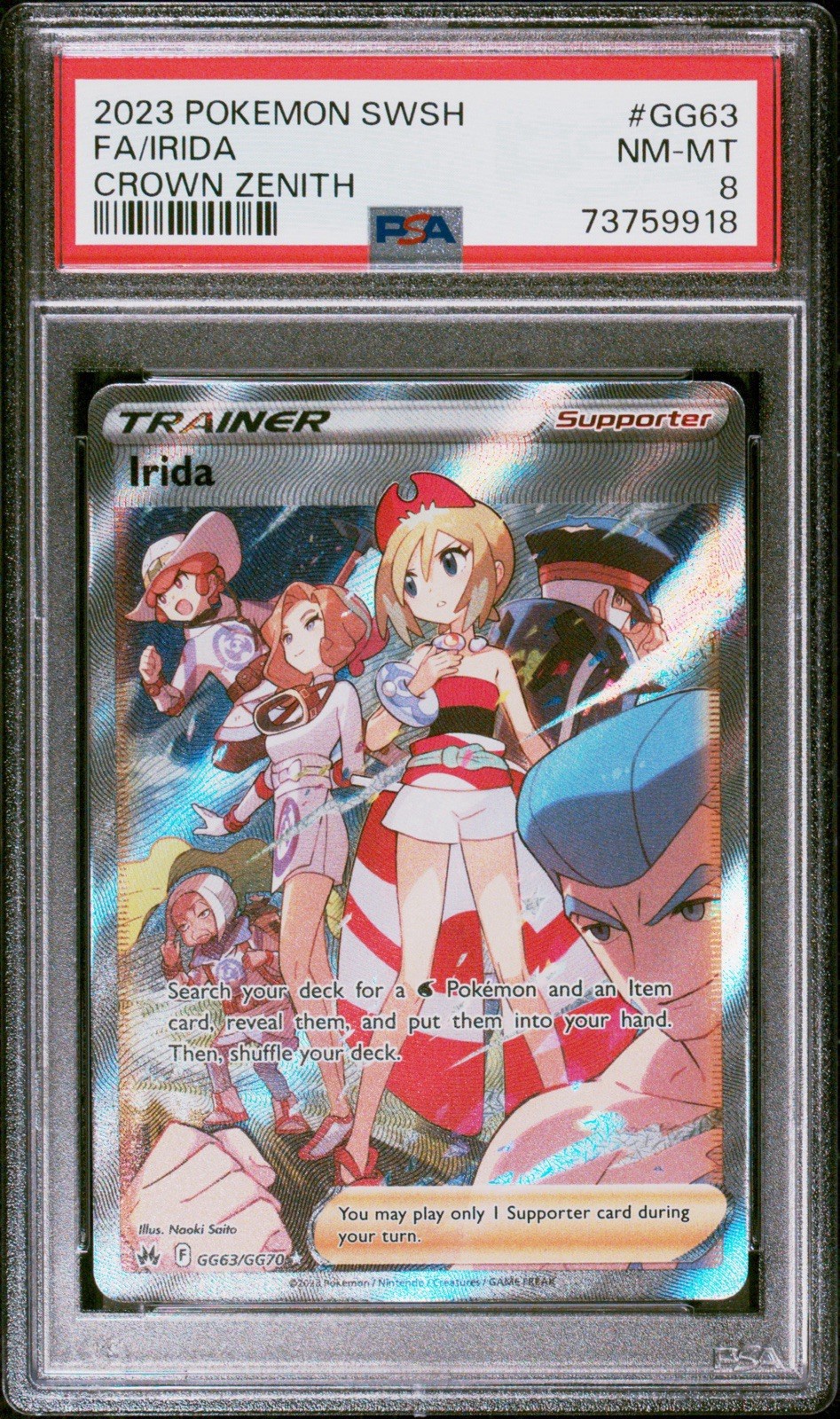 2023 Crown Zenith Trainer Irida FA #GG63 PSA Near Mint