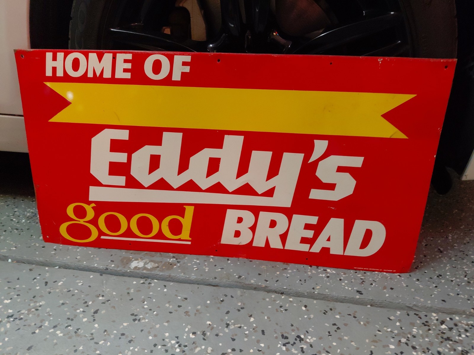 c.1960s Original Vintage Home Of Eddys Good Bread Sign Metal 2 Sided Grocery Gas c.1960s Original Vintage Home Of Eddys Good Bread Sign Metal 2 Sided Grocery Gas