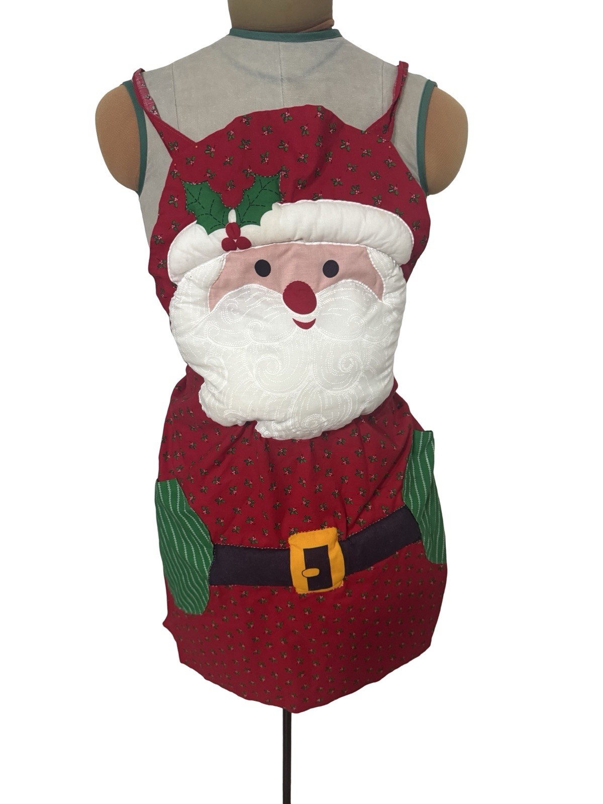 Vintage Santa Face Christmas Apron Plush Holly Vintage Santa Face Christmas Apron Plush Holly