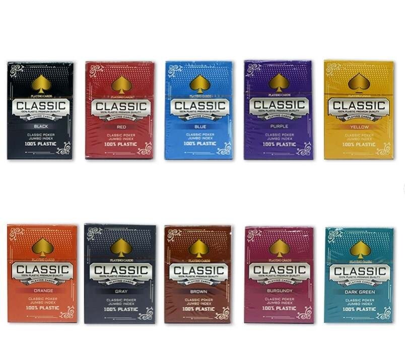 10 Decks CLASSIC TEN 100% Plastic Playing Cards Poker Size Jumbo TEXAS HOLD EM