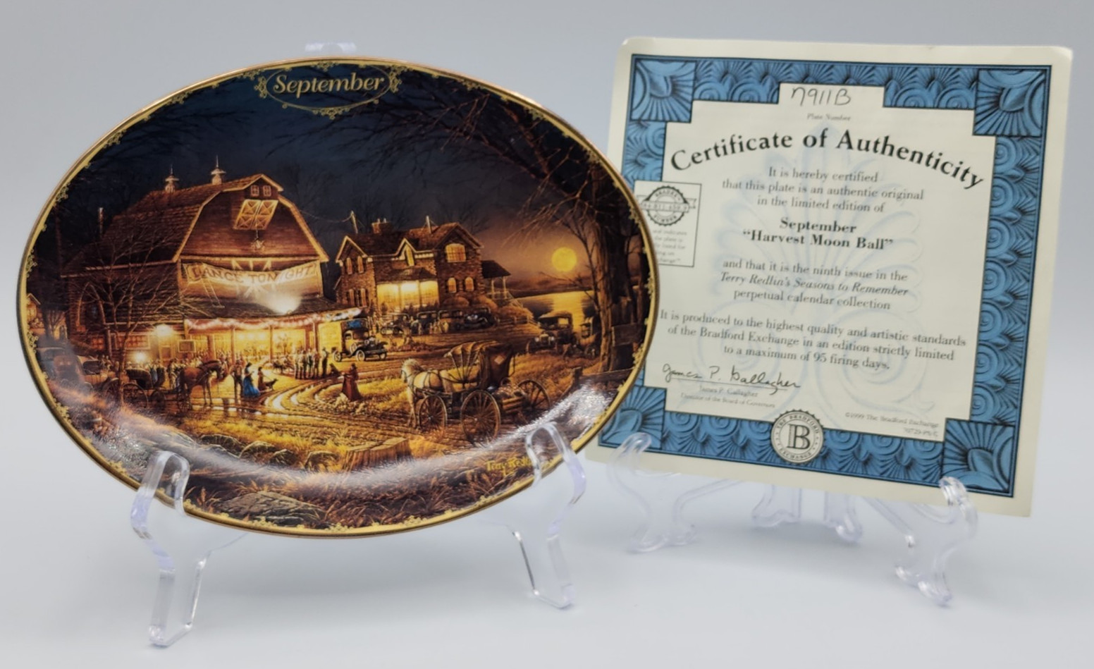 Terry Redlin Seasons To Remember Wall Plate September Harvest Moon Ball with COA