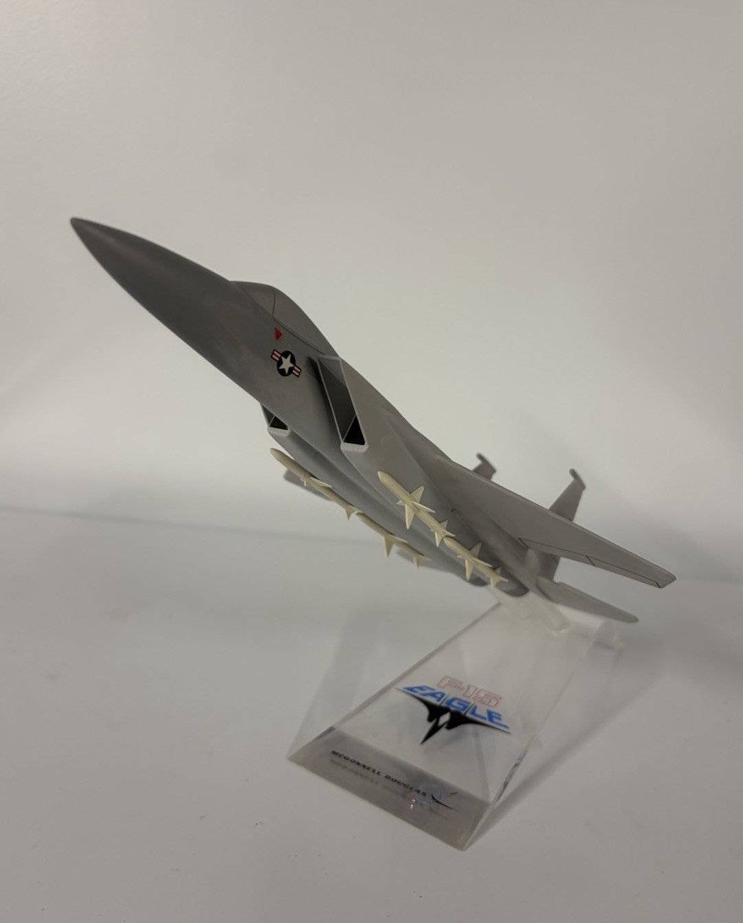 Vintage McDonnell Douglas F-15 Eagle Fighter Jet Promotional Desk Model Stand