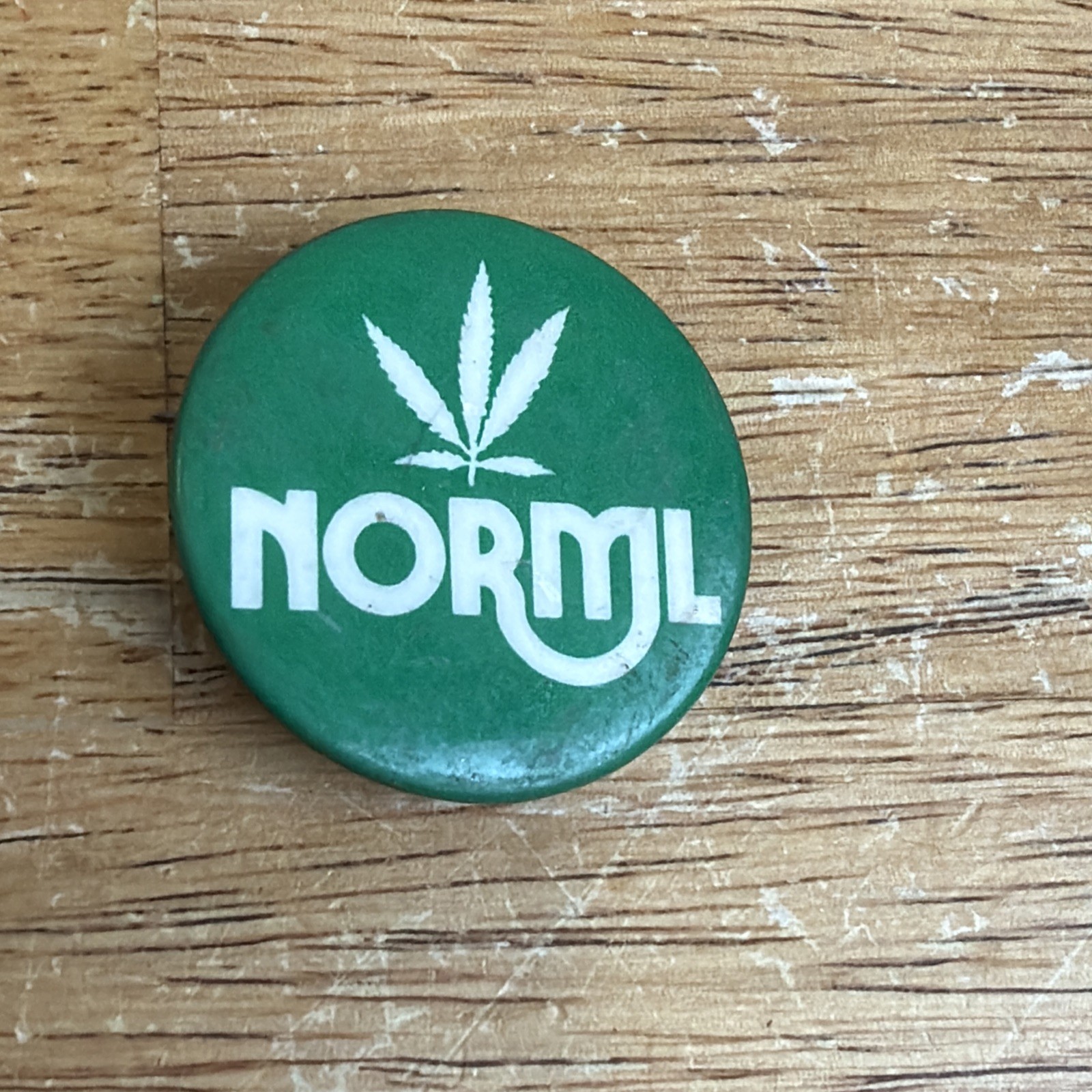 Vintage Legalize Pot Marijuana NORML 1980\'s Protest Button Pinback Pin Green